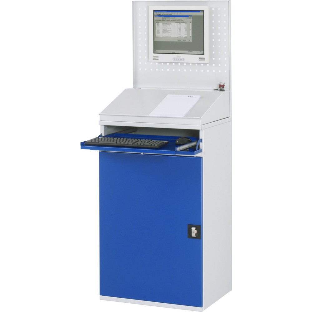 Číslo obrázku produktu 2: Skříň pro počítač RAU, V×Š×H 1770 × 650 × 520 mm, 1 křídlové dveře a zásuvka na klávesnici