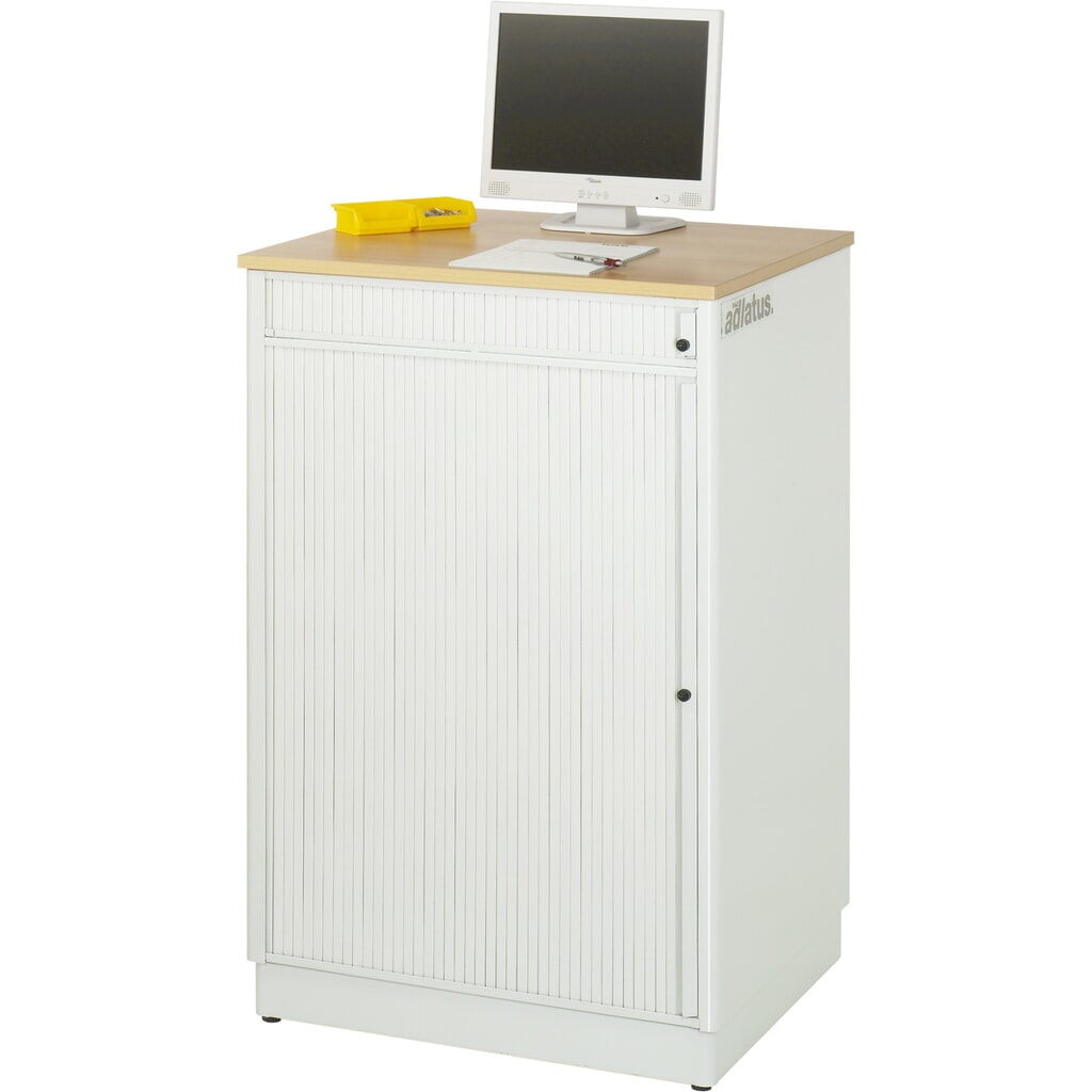 Číslo obrázku produktu 3: Počítačové stanice RAU, V×Š×H 1100 × 720 × 660 mm, pracovní deska s dekorem buku, s roletou, zásuvková lišta