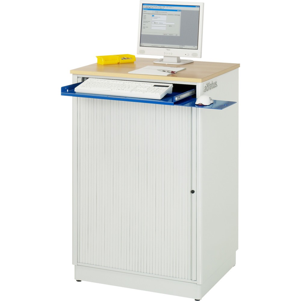 Číslo obrázku produktu 5: Počítačové stanice RAU, V×Š×H 1100 × 720 × 660 mm, pracovní deska s dekorem buku, s roletou, zásuvková lišta