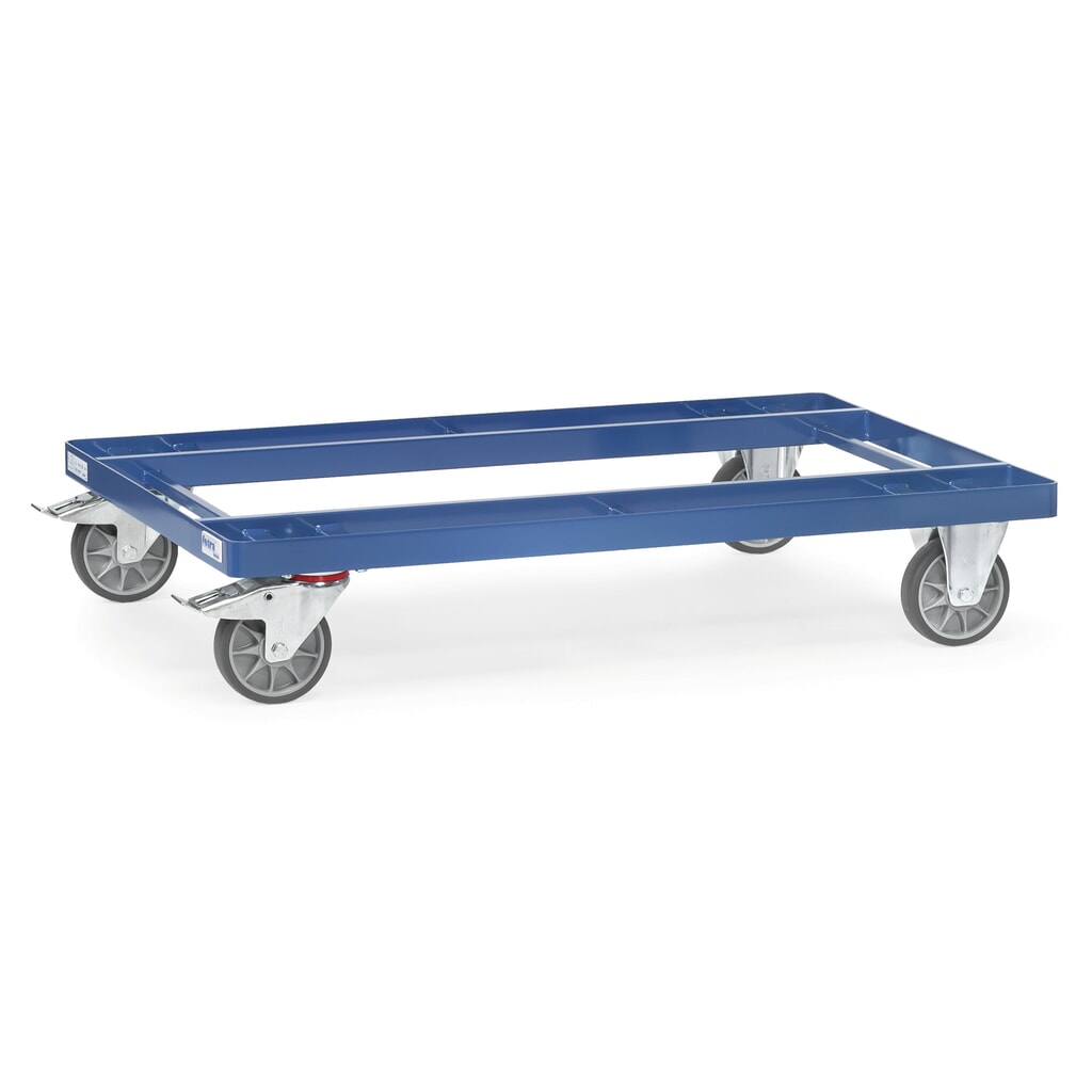 Přepravní podvozek fetra®, nosnost 500 kg, pro palety 1200 x 800 mm, pneumatiky TPE Obrázek produktu: Přepravní podvozek fetra®, nosnost 500 kg, pro palety 1200 x 800 mm, pneumatiky TPE