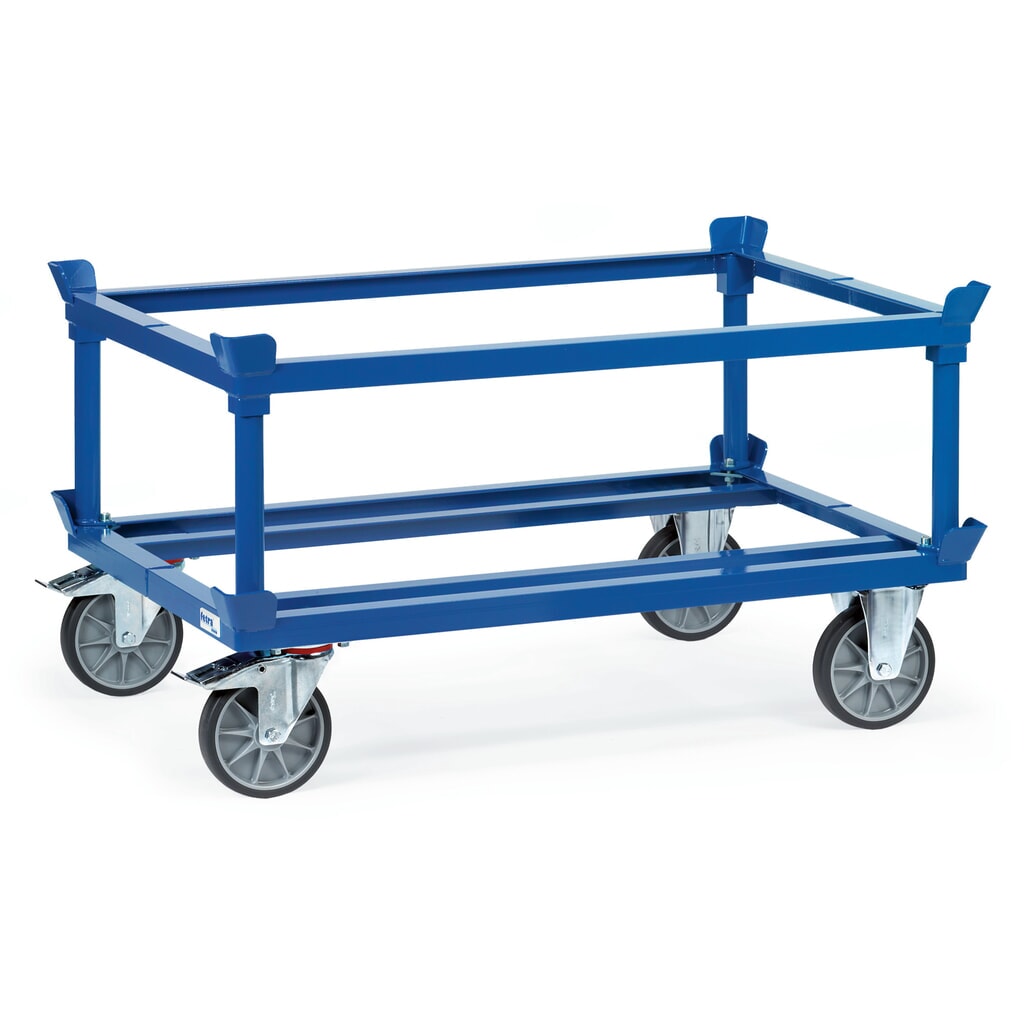 Přepravní podvozek fetra® se stohovacími rohy, nosnost 750 kg, pro palety 1000 x 800 mm, pneumatiky TPE Číslo obrázku produktu 2: Přepravní podvozek fetra® se stohovacími rohy, nosnost 750 kg, pro palety 1000 x 800 mm, pneumatiky TPE