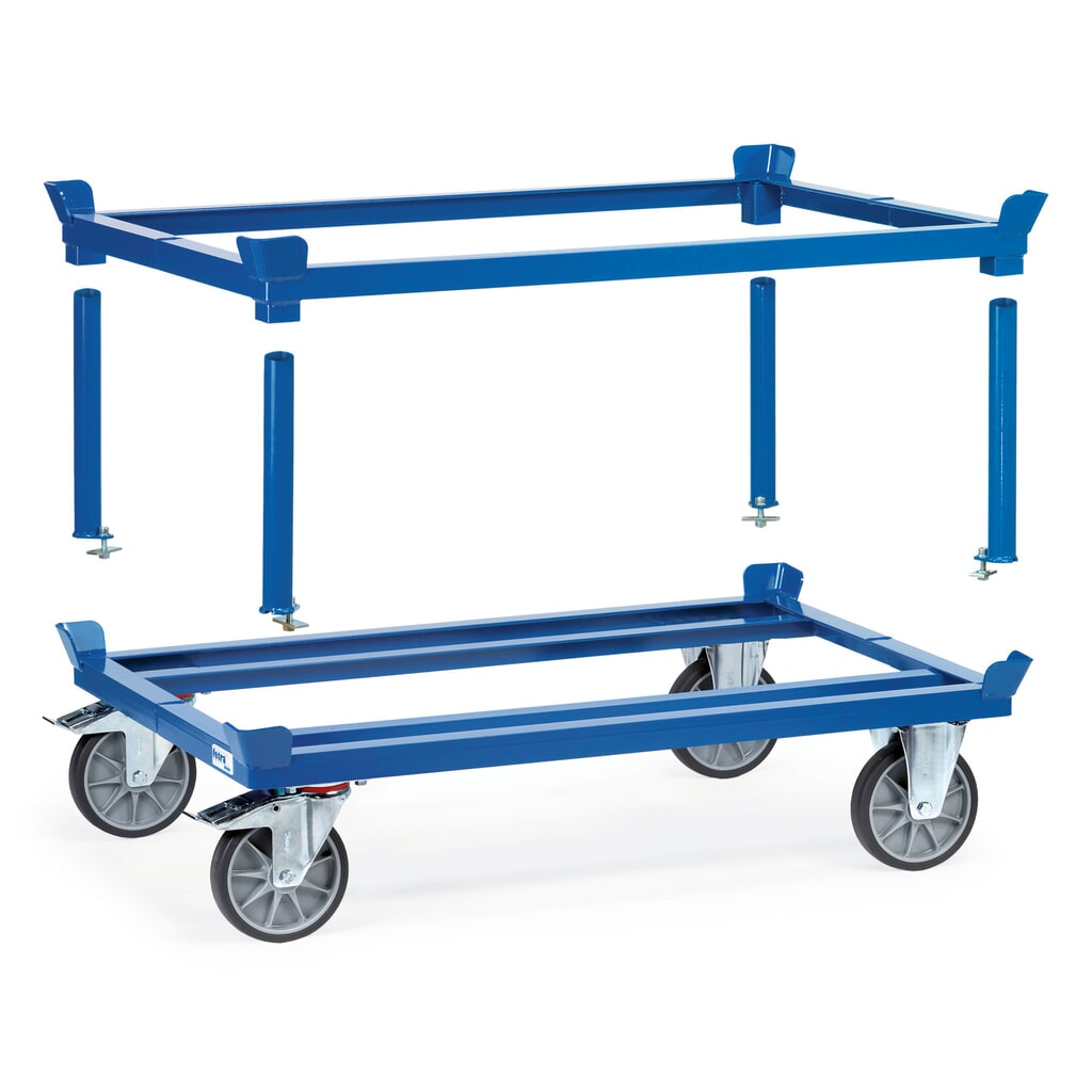 Číslo obrázku produktu 3: Přepravní podvozek fetra® se stohovacími rohy, nosnost 750 kg, pro palety 1000 x 800 mm, pneumatiky TPE