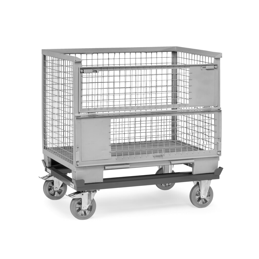 Číslo obrázku produktu 3: Přepravní podvozek fetra® se stohovacími rohy, nosnost 1000 kg, pro palety 1200 x 1 000 mm, elastické pneumatiky z plné pryže