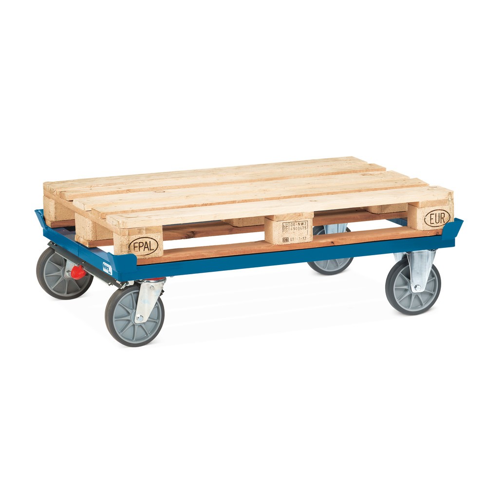 Číslo obrázku produktu 2: Přepravní podvozek fetra® se stohovacími rohy, nosnost 750 kg, pro palety 1200 x 800 mm, pneumatiky TPE, centrální brzda
