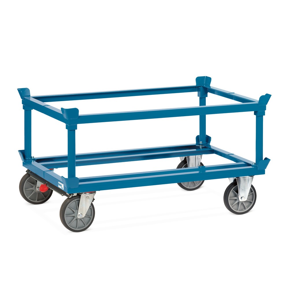 Číslo obrázku produktu 3: Přepravní podvozek fetra® se stohovacími rohy, nosnost 750 kg, pro palety 1200 x 800 mm, pneumatiky TPE, centrální brzda