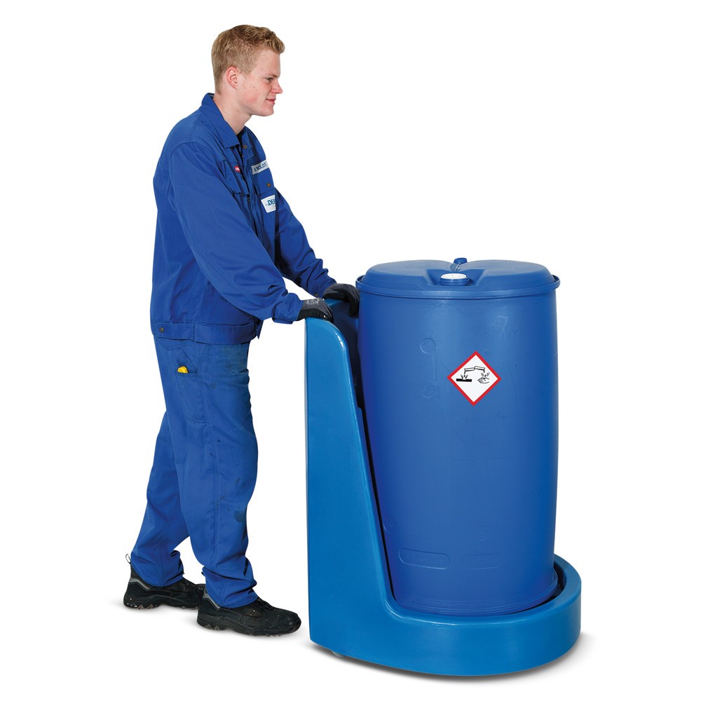 Číslo obrázku produktu 2: Podvozek pod sud, nosnost 300 kg, integrovaná sběrná vana, s posuvným madlem