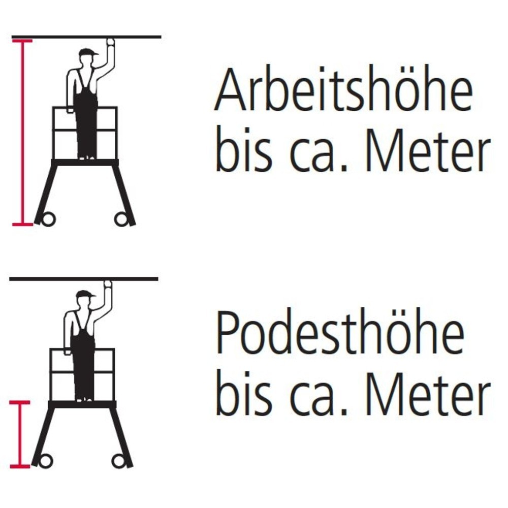 Číslo obrázku produktu 4: Schody s plošinou KRAUSE®, oboustranné, pojízdné, výška při postavení 0,95 m
