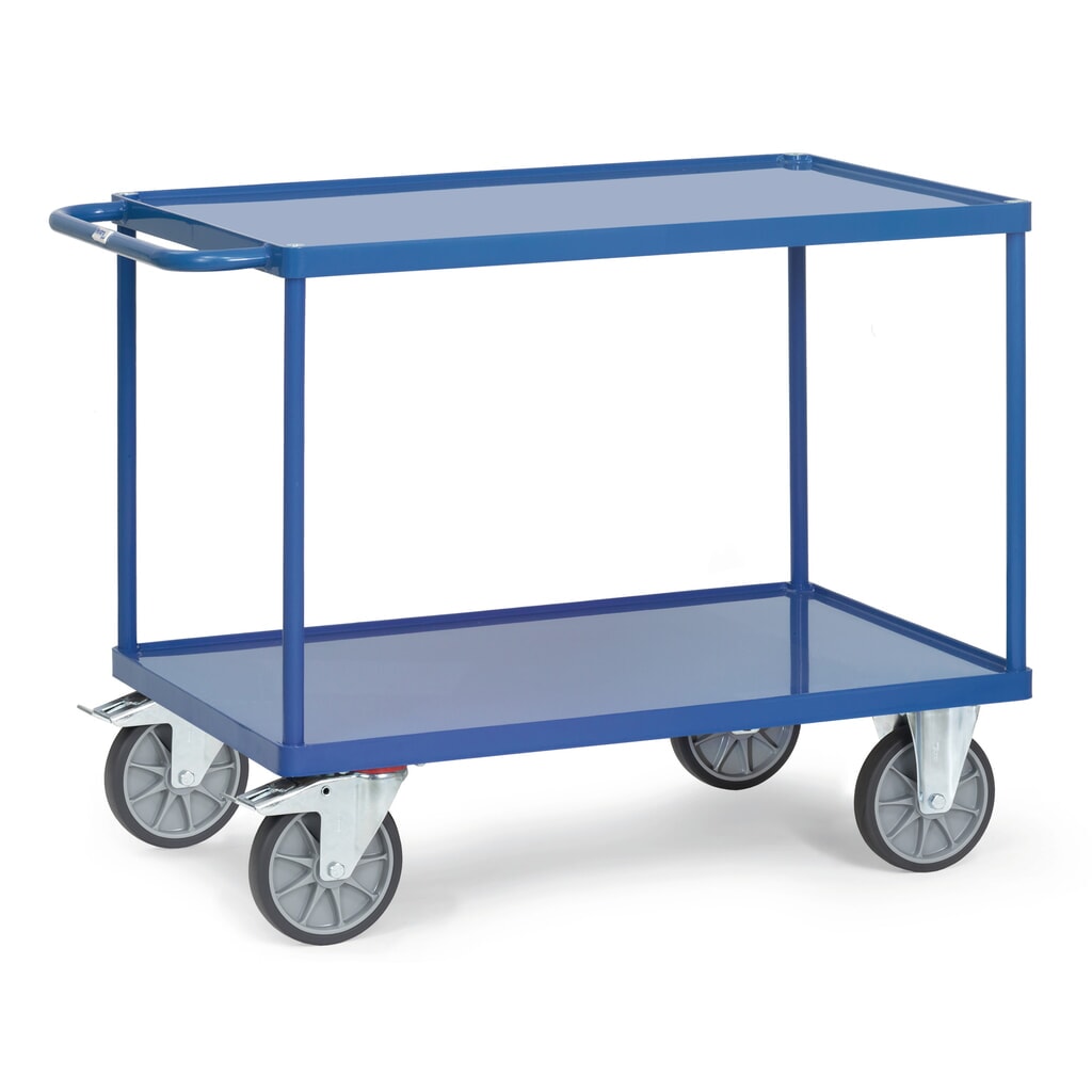 Pojízdný montážní stolek fetra® s vanami z ocelového plechu, ložná plocha 1 000 x 600 mm Obrázek produktu: Pojízdný montážní stolek fetra® s vanami z ocelového plechu, ložná plocha 1 000 x 600 mm