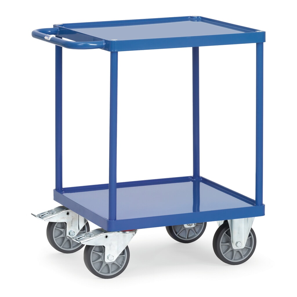 Pojízdný montážní stolek fetra® s vanami z ocelového plechu, ložná plocha 600 x 600 mm Obrázek produktu: Pojízdný montážní stolek fetra® s vanami z ocelového plechu, ložná plocha 600 x 600 mm