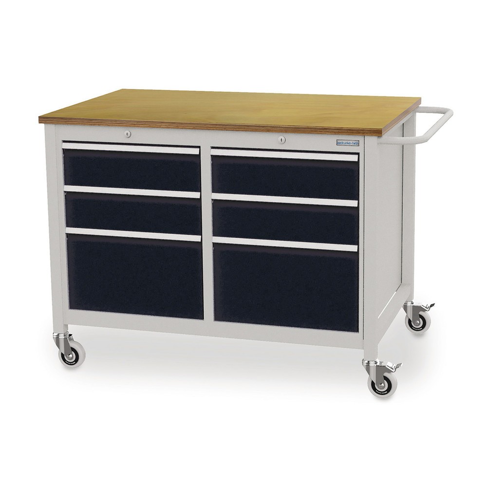 Číslo obrázku produktu 1: Pojízdný pracovní stůl Bedrunka+Hirth, 6 zásuvek, černá