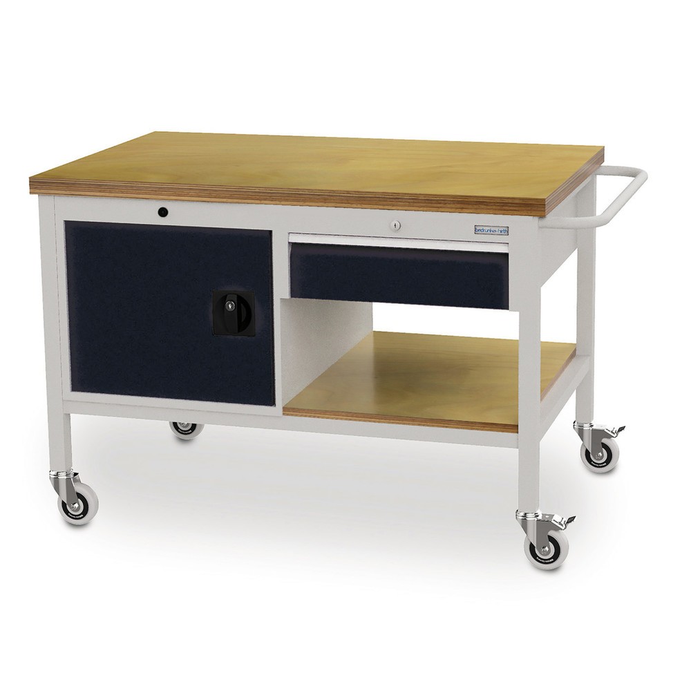 Číslo obrázku produktu 1: Pojízdný pracovní stůl Bedrunka+Hirth, skříň, 1 zásuvka, černá