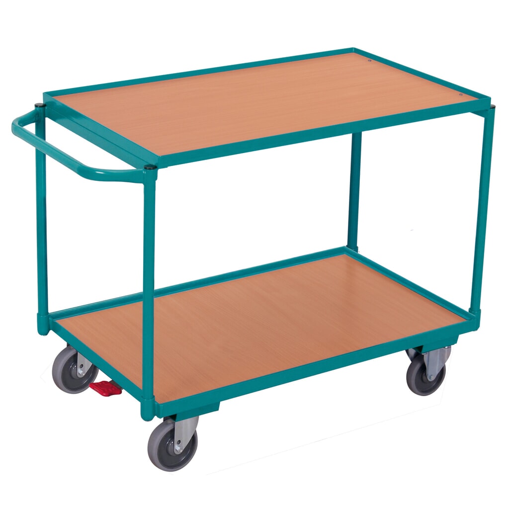 Pojízdný stolek Ameise®, vodorovné madlo, 2 patra à 850 x 500 mm, nosnost 250 kg Obrázek produktu: Pojízdný stolek Ameise®, vodorovné madlo, 2 patra à 850 x 500 mm, nosnost 250 kg