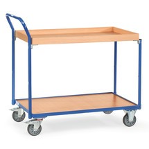 Číslo obrázku produktu 1: Pojízdný stolek fetra®, 1&nbsp;dřevěná police + 1&nbsp;dřevěný box à 850 x 500&nbsp;mm, výška 1030&nbsp;mm