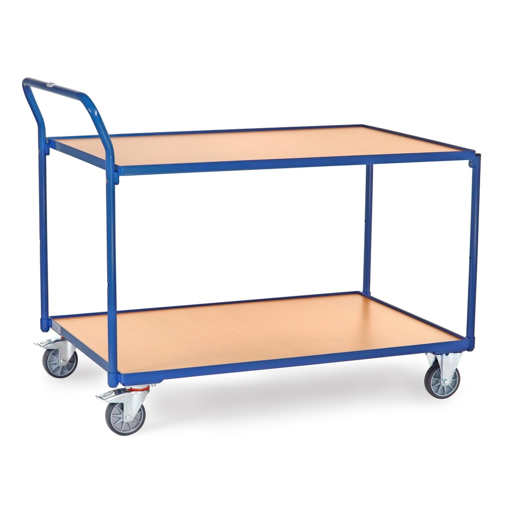 Pojízdný stolek fetra®, nosnost 300 kg, 2 patra à 1200 × 800 mm, vysoké posuvné madlo Obrázek produktu: Pojízdný stolek fetra®, nosnost 300 kg, 2 patra à 1200 × 800 mm, vysoké posuvné madlo