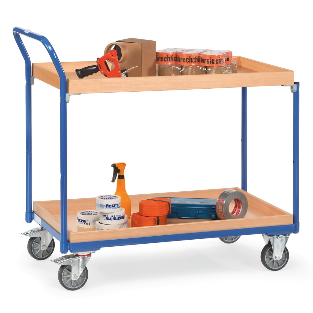 Pojízdný stolek fetra®, 2 dřevěné boxy à 850 x 500 mm, výška 1030 mm Číslo obrázku produktu 2: Pojízdný stolek fetra®, 2 dřevěné boxy à 850 x 500 mm, výška 1030 mm