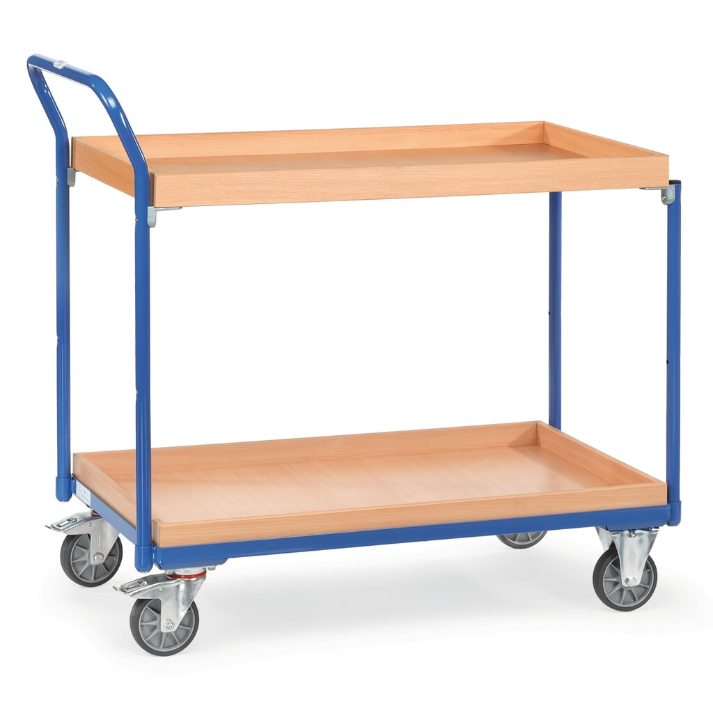 Pojízdný stolek fetra®, 2 dřevěné boxy à 850 x 500 mm, výška 1030 mm Obrázek produktu: Pojízdný stolek fetra®, 2 dřevěné boxy à 850 x 500 mm, výška 1030 mm