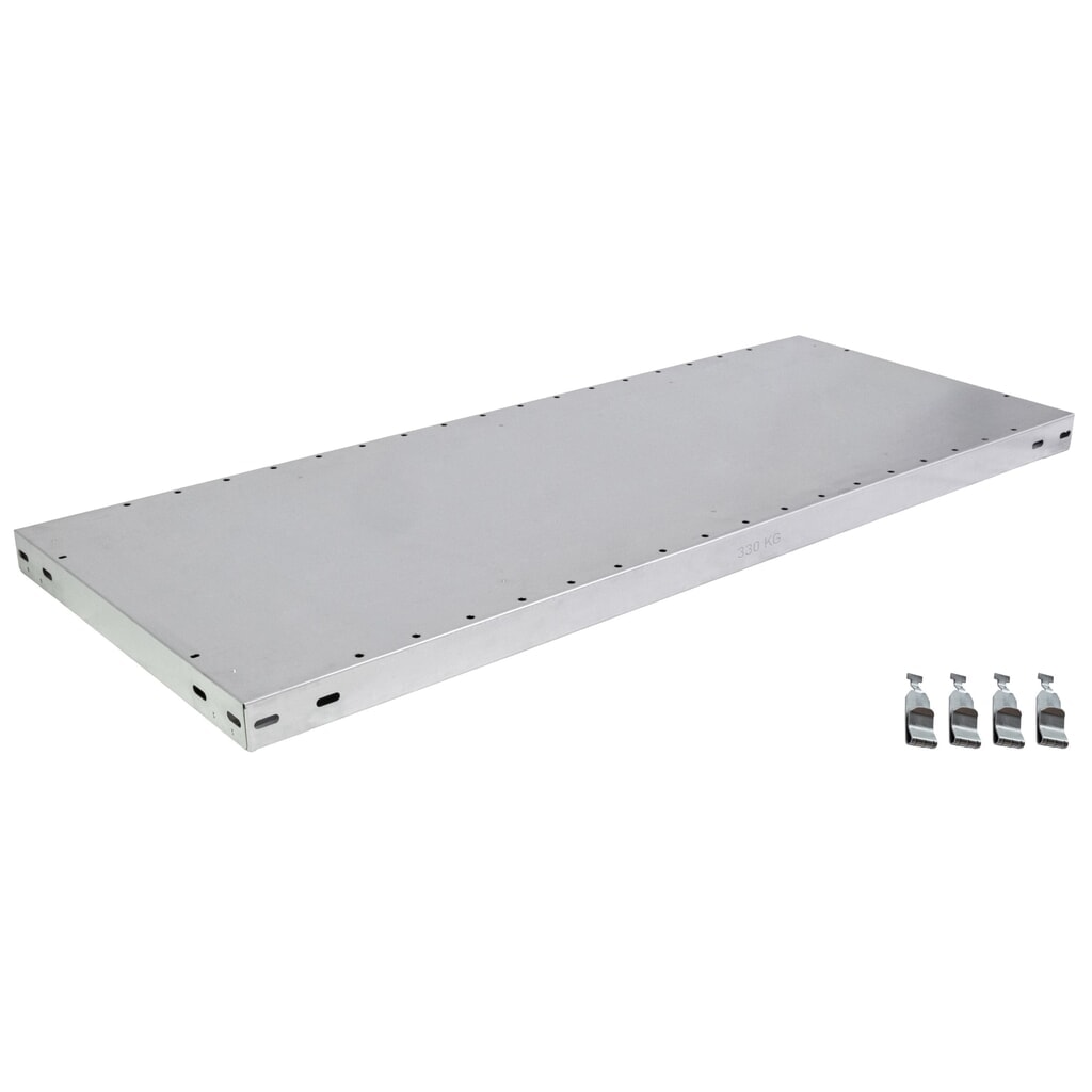 Police, pozinkovaná, pro policový regál SCHULTE, montáž zasouváním, nosnost police 330 kg, ŠxH 1000 x 800 mm Číslo obrázku produktu 2: Police, pozinkovaná, pro policový regál SCHULTE, montáž zasouváním, nosnost police 330 kg, ŠxH 1000 x 800 mm