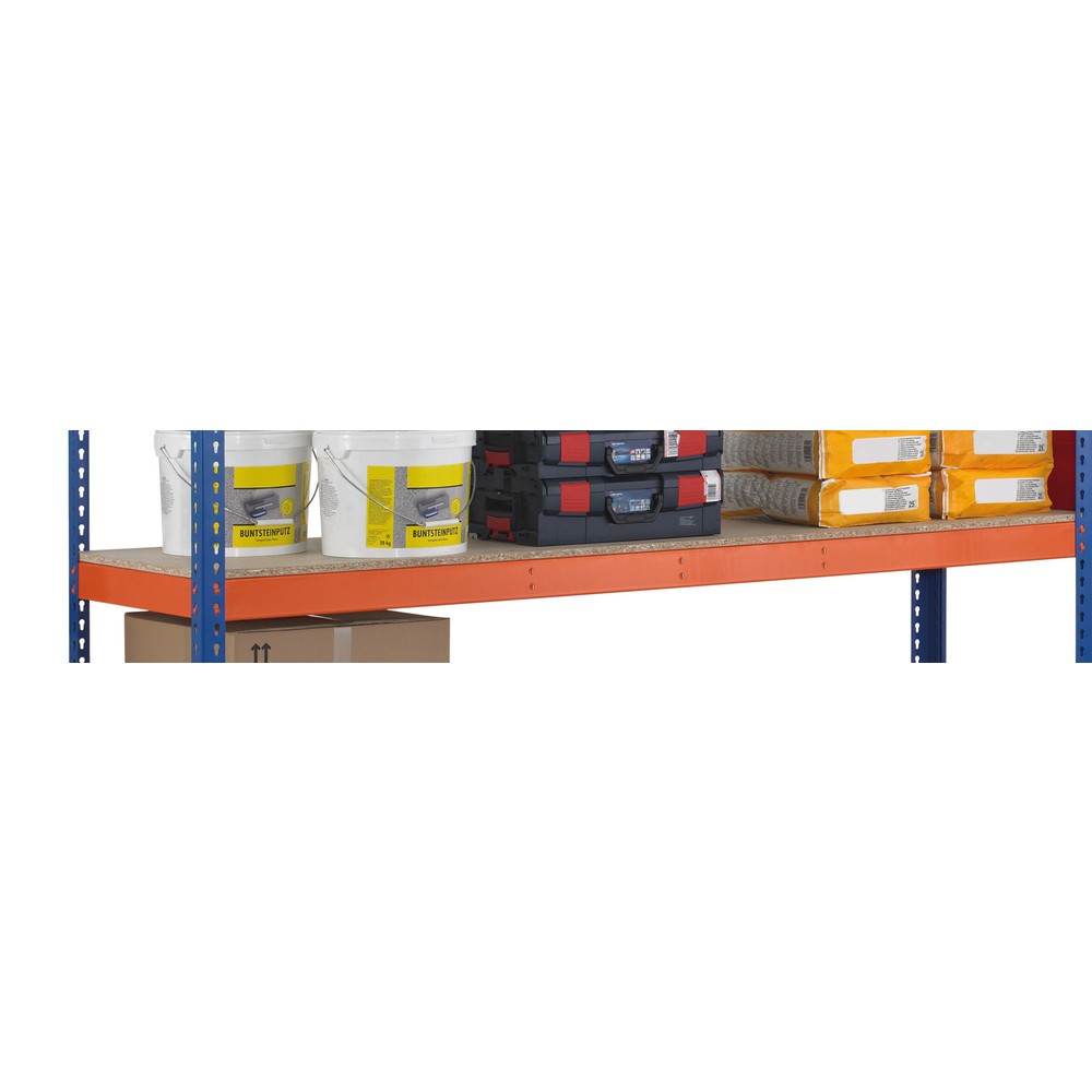 Číslo obrázku produktu 2: Police pro široký regál SCHULTE, s dřevotřískovými deskami, š × h 2146 × 469 mm, oranžový