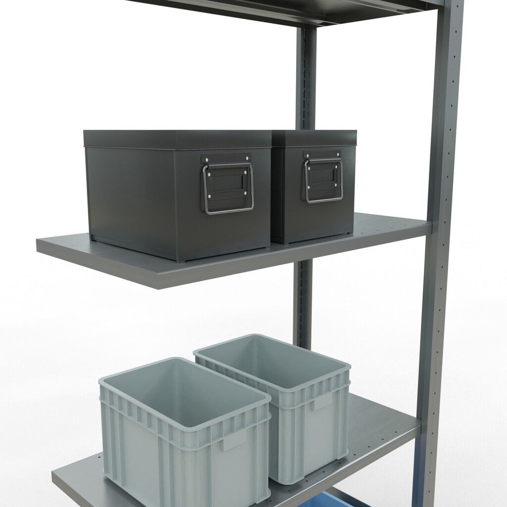 Policový regál SCHULTE, montáž zasouváním, přídavné pole, nosnost police 150 kg, pozinkovaný, VxŠxH 2000 x 750 x 400 mm Číslo obrázku produktu 3: Policový regál SCHULTE, montáž zasouváním, přídavné pole, nosnost police 150 kg, pozinkovaný, VxŠxH 2000 x 750 x 400 mm
