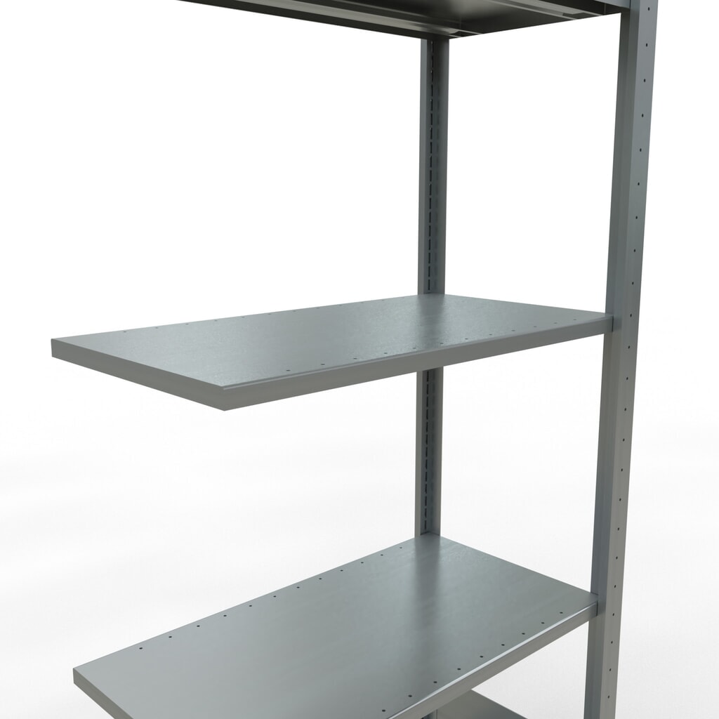 Policový regál SCHULTE, montáž zasouváním, přídavné pole, nosnost police 150 kg, pozinkovaný, VxŠxH 2000 x 750 x 400 mm Číslo obrázku produktu 4: Policový regál SCHULTE, montáž zasouváním, přídavné pole, nosnost police 150 kg, pozinkovaný, VxŠxH 2000 x 750 x 400 mm