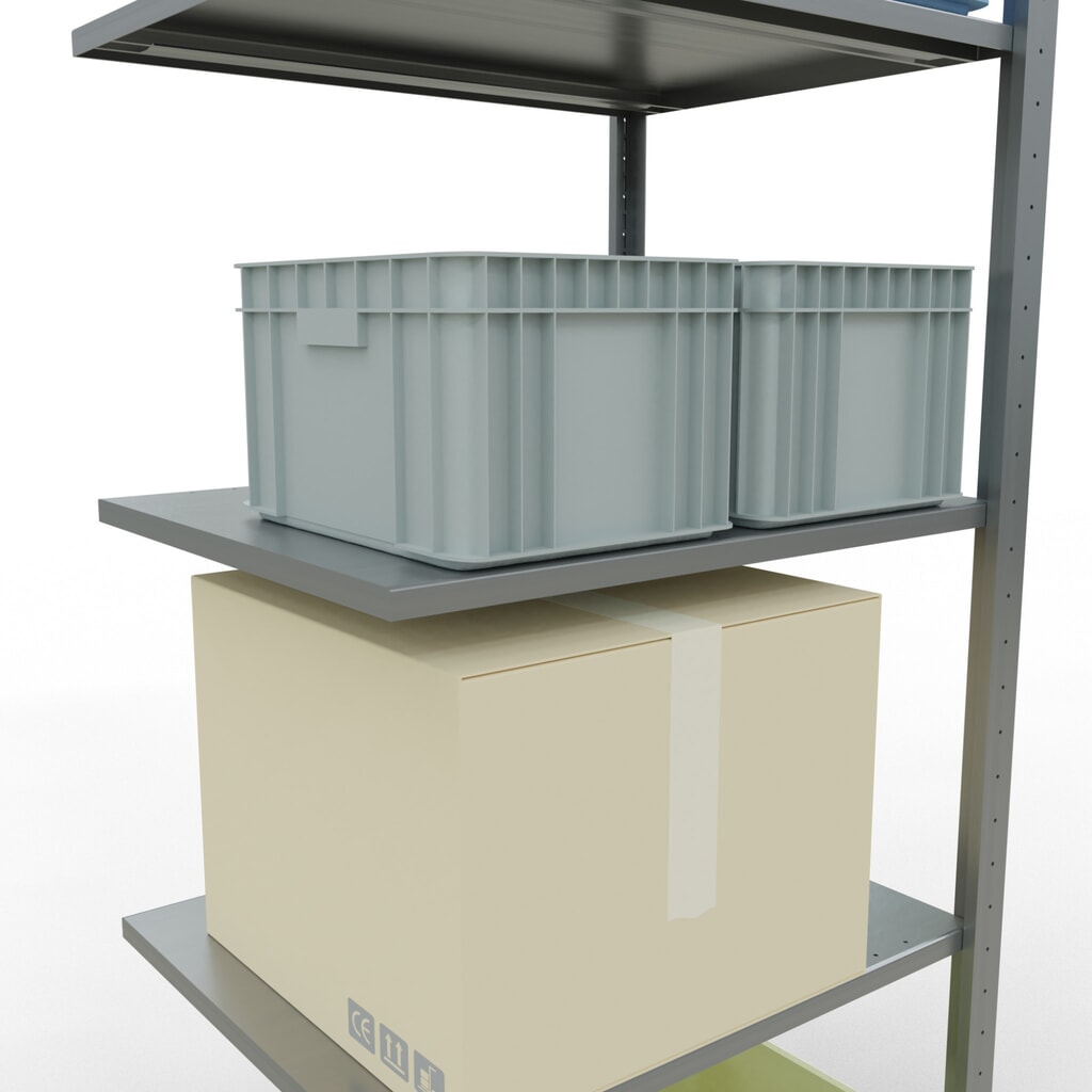 Číslo obrázku produktu 3: Policový regál SCHULTE, montáž zasouváním, přídavné pole, nosnost police 150 kg, pozinkovaný, VxŠxH 2000 x 750 x 600 mm