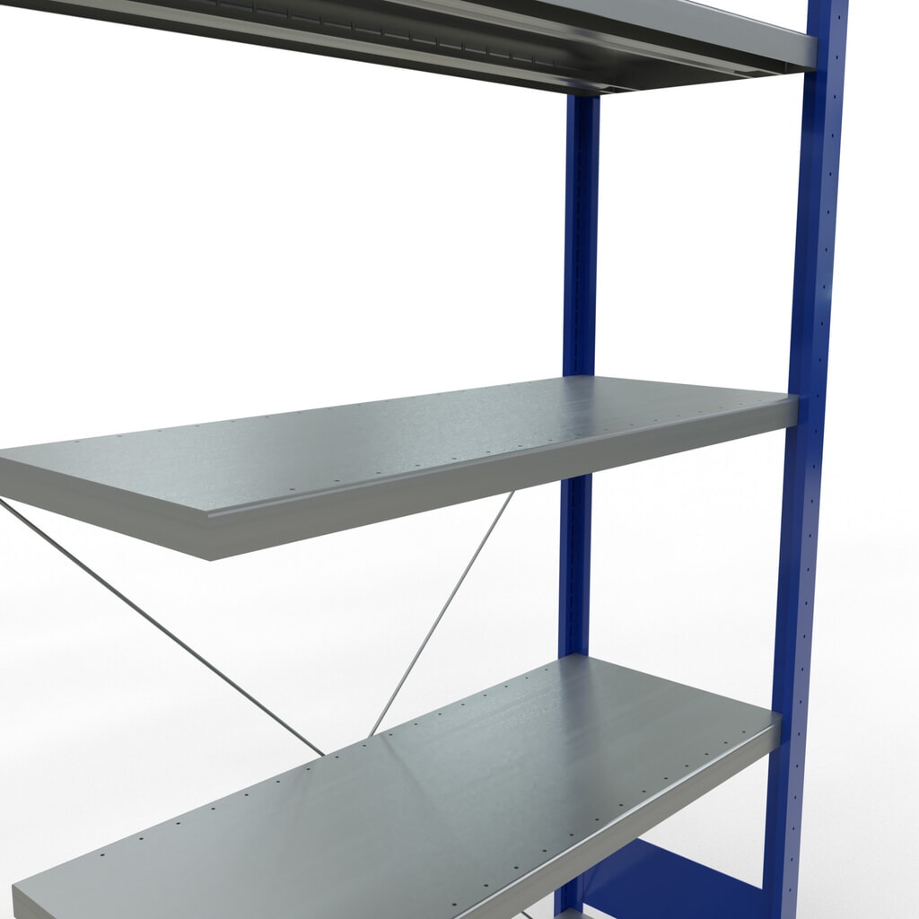 Číslo obrázku produktu 5: Policový regál SCHULTE, zasouvací montáž, přídavné pole, nosnost police 330 kg, hořcová modř/pozink, VxŠxH 2000 x 1000 x 400 mm
