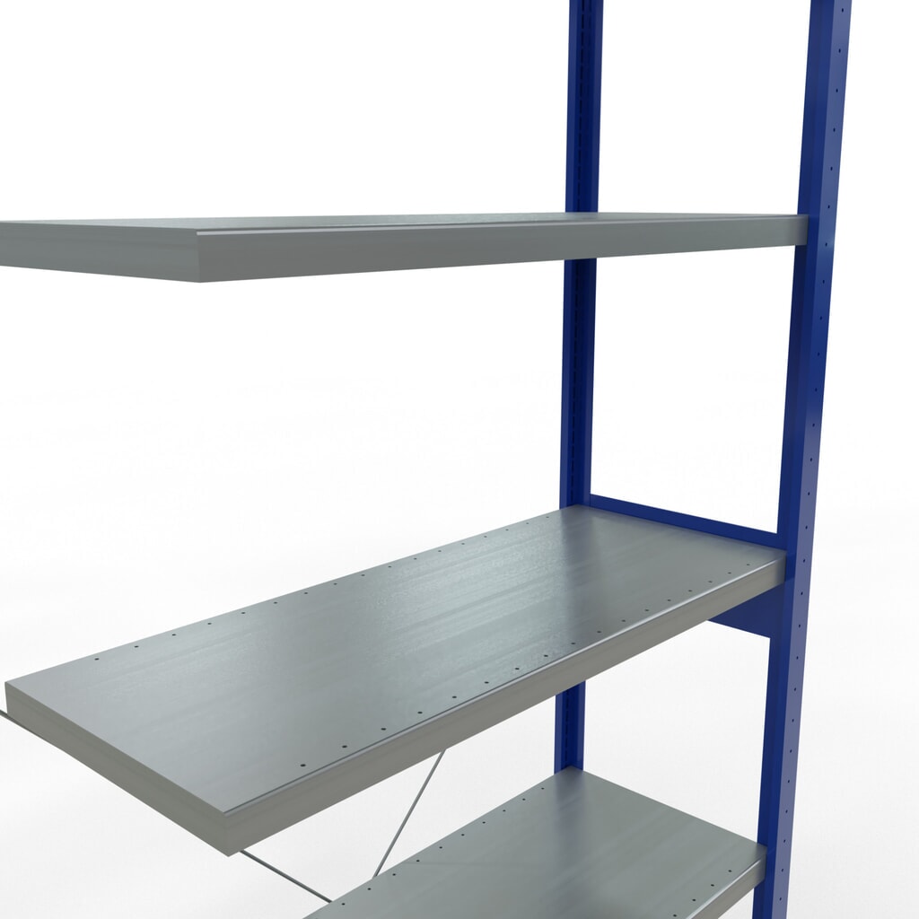 Číslo obrázku produktu 5: Policový regál SCHULTE, zasouvací montáž, přídavné pole, nosnost police 330 kg, hořcová modř/pozink, VxŠxH 2500 x 1000 x 400 mm