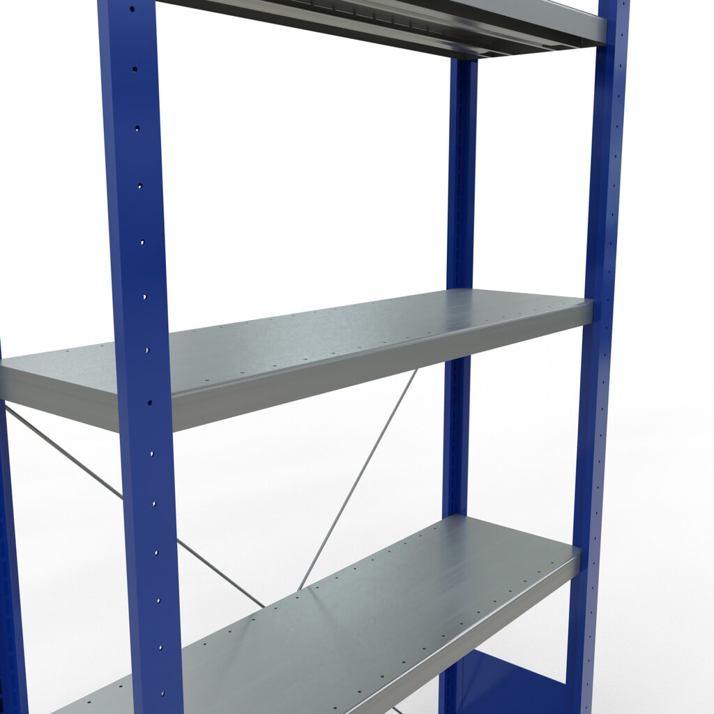 Číslo obrázku produktu 5: Policový regál SCHULTE, hořcová modř / pozink, 5 polic z ocelového plechu, nosnost police 330 kg, VxŠxH 2000 x 1 060 x 336 mm