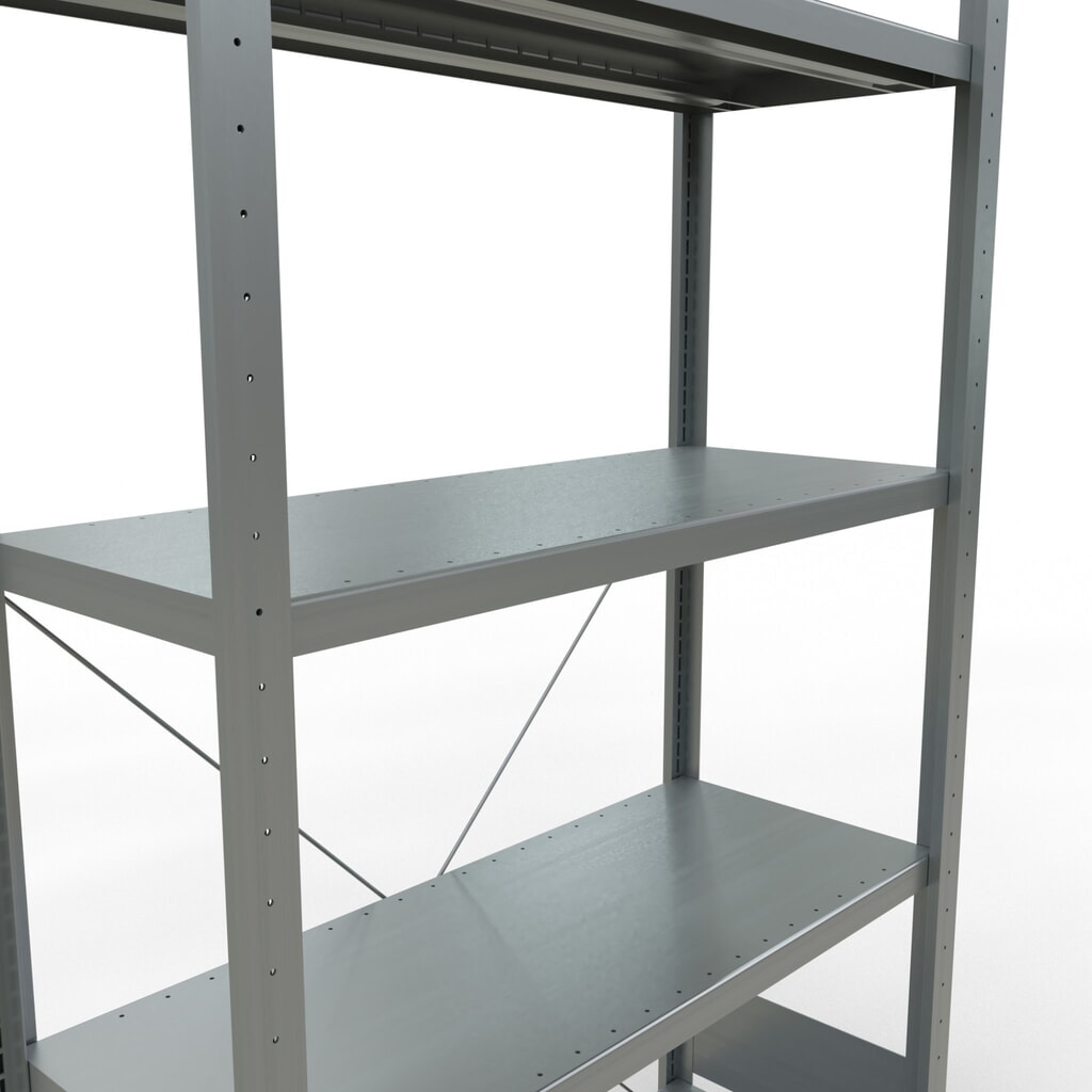 Číslo obrázku produktu 5: Policový regál SCHULTE, pozink, 5 polic z ocelového plechu, nosnost police 330 kg, VxŠxH 2000 x 1060 x 436 mm