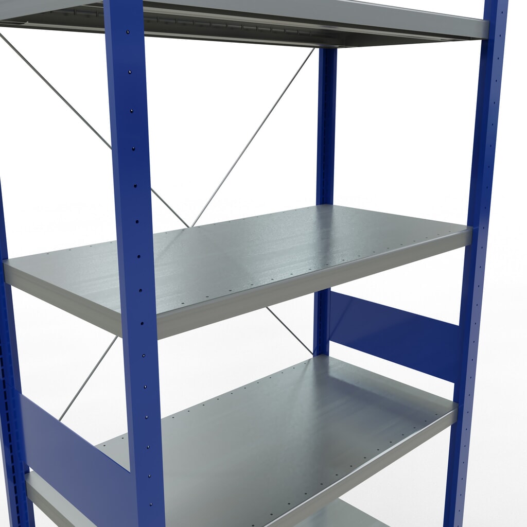 Číslo obrázku produktu 5: Policový regál SCHULTE, hořcová modř / pozink, nosnost police 330 kg, VxŠxH 3000 x 1 060 x 536 mm