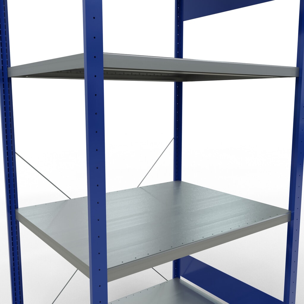 Číslo obrázku produktu 5: Policový regál SCHULTE, hořcová modř / pozink, 5 polic z ocelového plechu, nosnost police 330 kg, VxŠxH 2000 x 1 060 x 836 mm