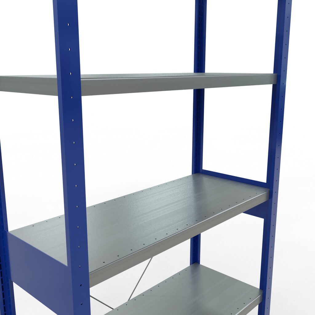 Policový regál SCHULTE, hořcová modř / pozink, nosnost police 330 kg, VxŠxH 2500 x 1 060 x 436 mm Číslo obrázku produktu 5: Policový regál SCHULTE, hořcová modř / pozink, nosnost police 330 kg, VxŠxH 2500 x 1 060 x 436 mm