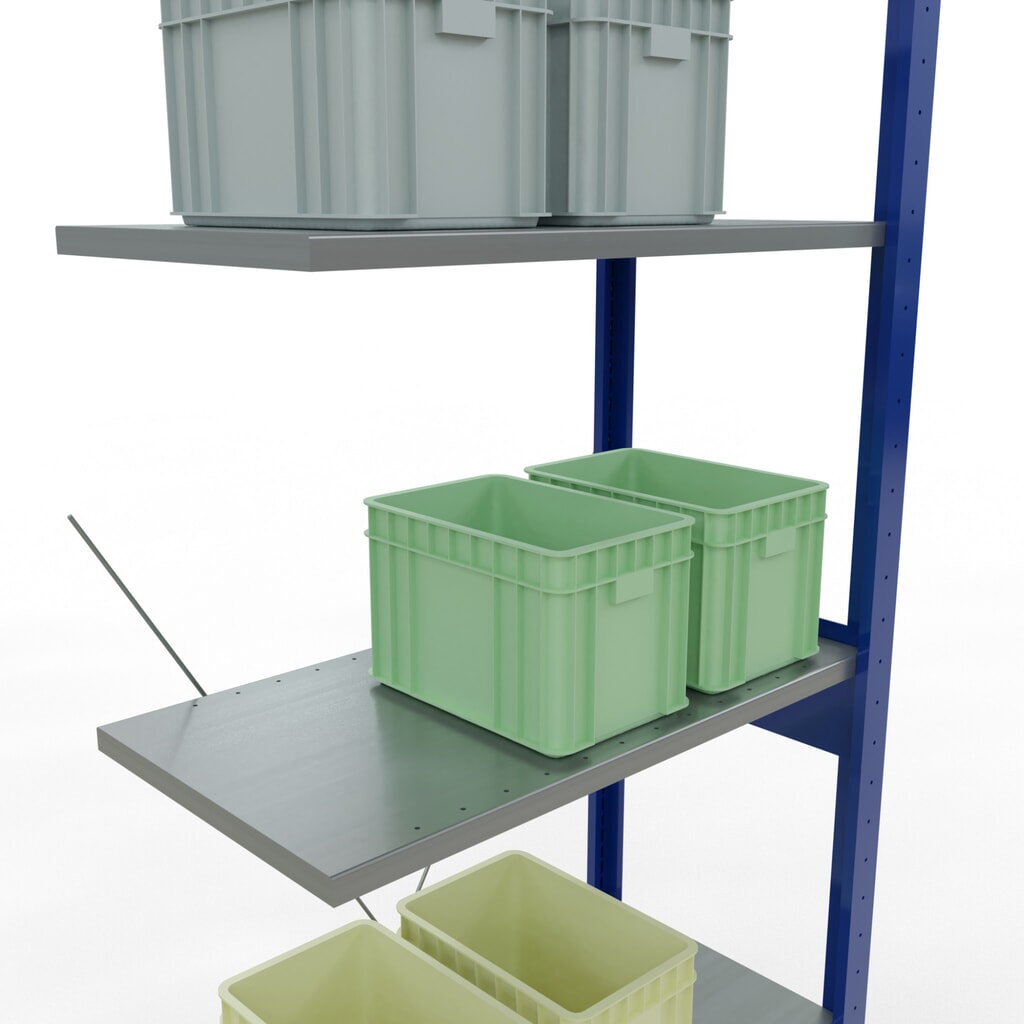 Policový regál SCHULTE, přídavné pole, hořcová modř/pozinkovaný, nosnost police 150 kg, VxŠxH 2500 x 750 x 400 mm Číslo obrázku produktu 4: Policový regál SCHULTE, přídavné pole, hořcová modř/pozinkovaný, nosnost police 150 kg, VxŠxH 2500 x 750 x 400 mm
