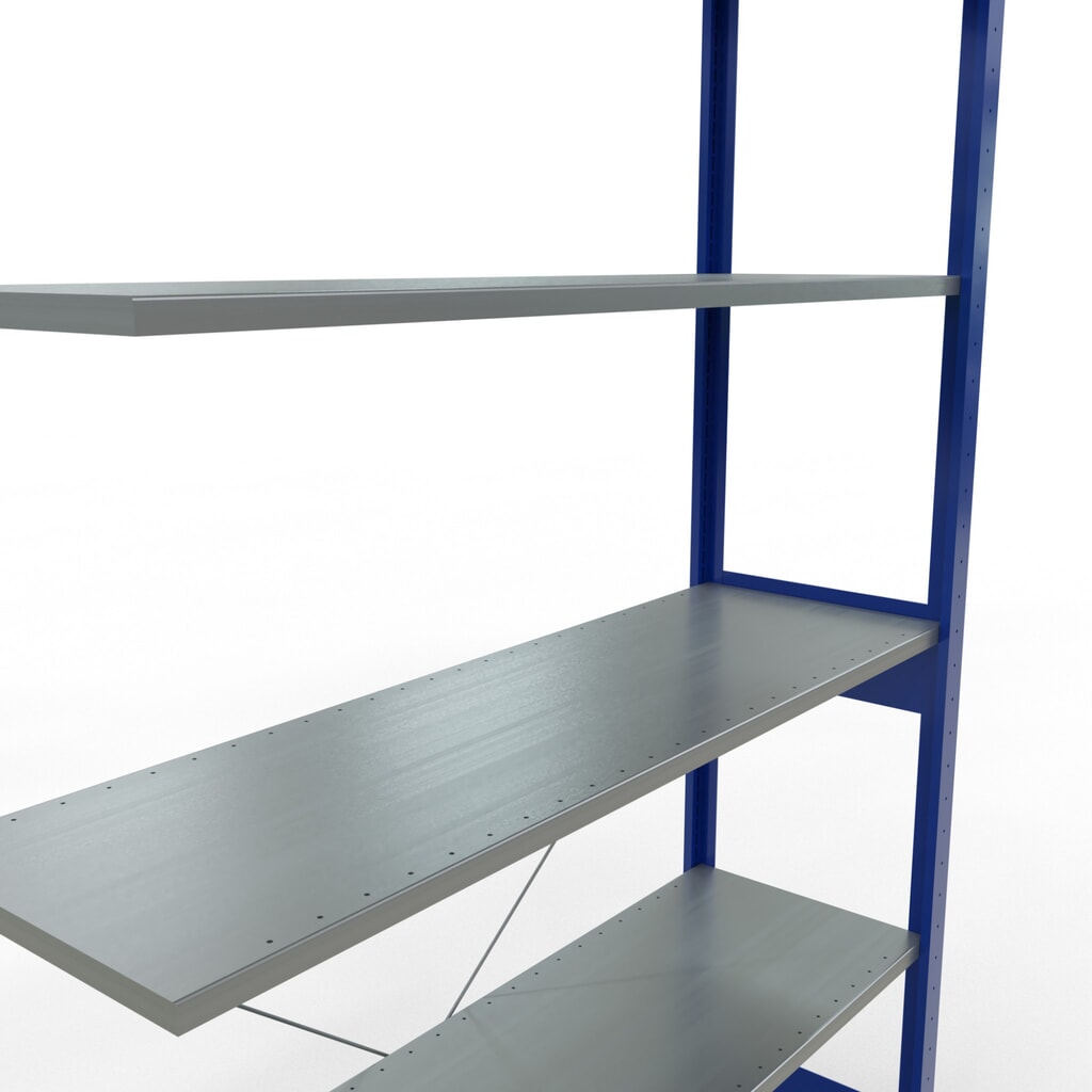 Policový regál SCHULTE, zasouvací systém, přídavné pole, nosnost police 150 kg, hořcová modř/pozinkovaný, VxŠxH 2500 x 1300 x 400 mm Číslo obrázku produktu 5: Policový regál SCHULTE, zasouvací systém, přídavné pole, nosnost police 150 kg, hořcová modř/pozinkovaný, VxŠxH 2500 x 1300 x 400 mm