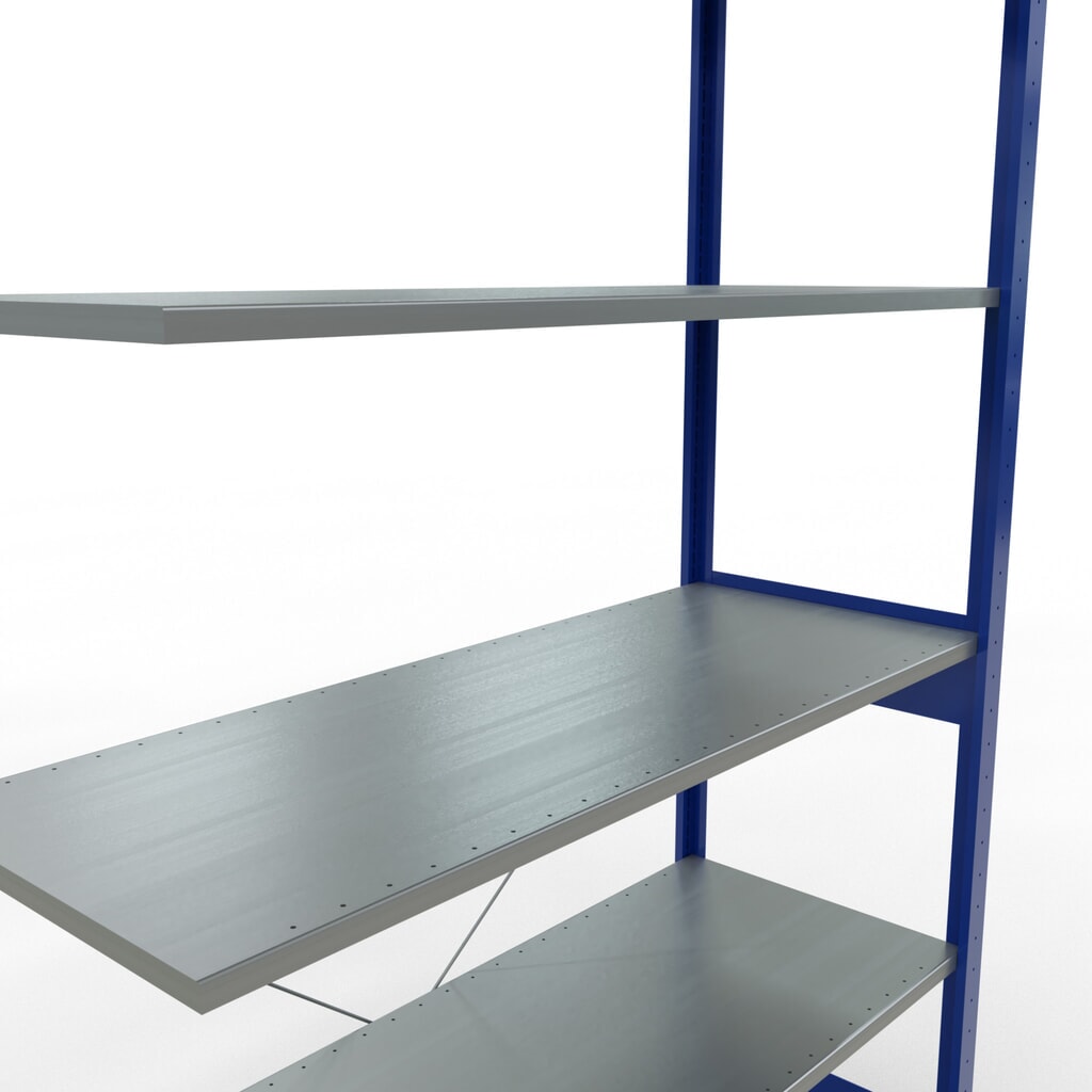 Policový regál SCHULTE, přídavné pole, hořcová modř/pozinkovaný, nosnost police 150 kg, VxŠxH 2500 x 1300 x 500 mm Číslo obrázku produktu 5: Policový regál SCHULTE, přídavné pole, hořcová modř/pozinkovaný, nosnost police 150 kg, VxŠxH 2500 x 1300 x 500 mm