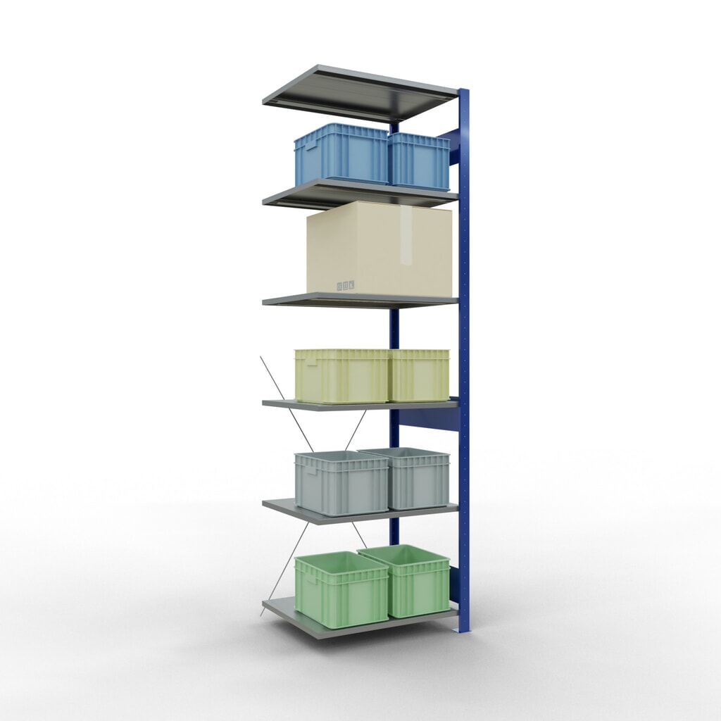 Číslo obrázku produktu 3: Policový regál SCHULTE, přídavné pole, hořcová modř/pozinkovaný, nosnost police 150 kg, VxŠxH 2500 x 750 x 600 mm