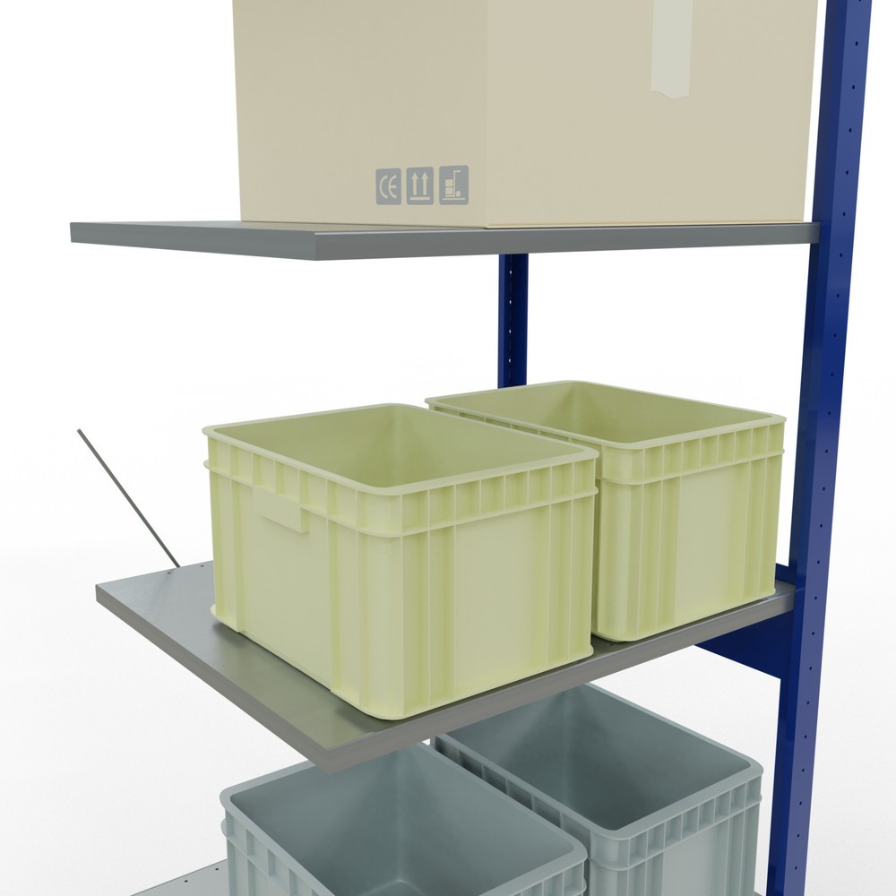 Číslo obrázku produktu 4: Policový regál SCHULTE, přídavné pole, hořcová modř/pozinkovaný, nosnost police 150 kg, VxŠxH 2500 x 750 x 600 mm