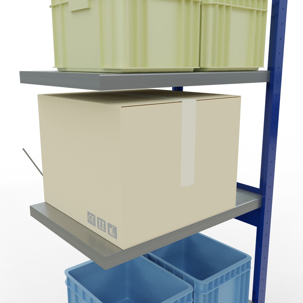 Číslo obrázku produktu 4: Policový regál SCHULTE, přídavné pole, hořcová modř/pozinkovaný, nosnost police 250 kg, VxŠxH 2500 x 750 x 500 mm