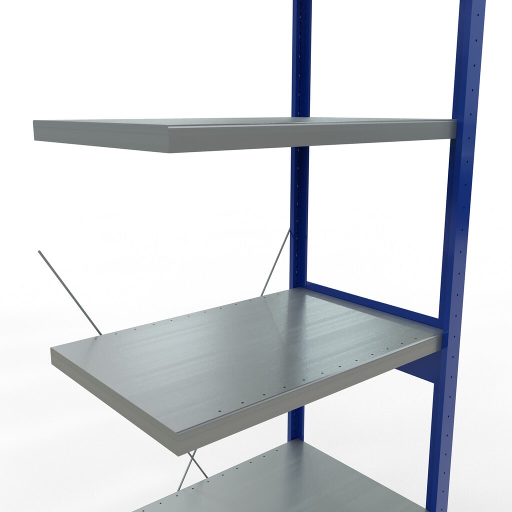 Číslo obrázku produktu 5: Policový regál SCHULTE, přídavné pole, hořcová modř/pozinkovaný, nosnost police 250 kg, VxŠxH 2500 x 750 x 500 mm