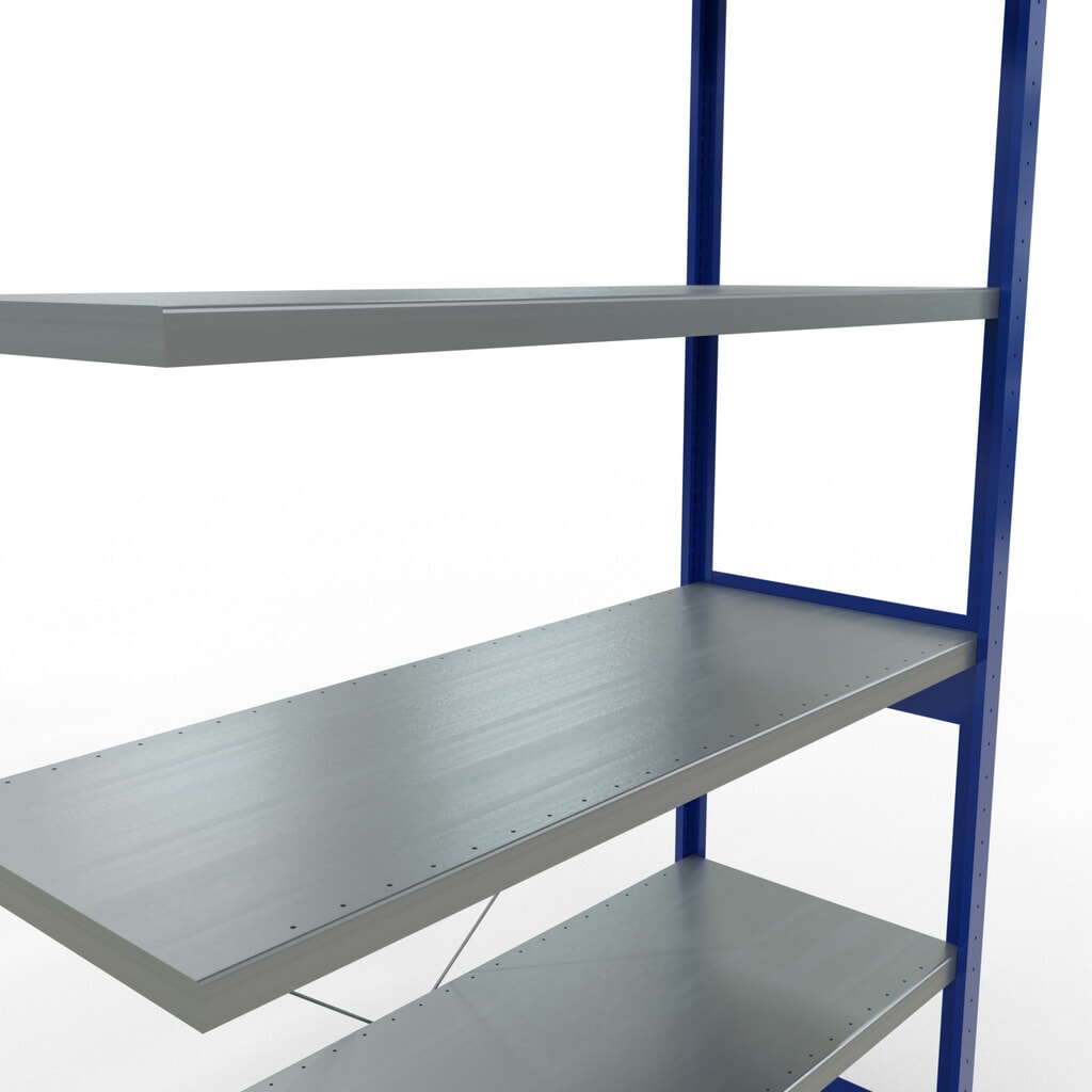 Policový regál SCHULTE, přídavné pole, hořcová modř/pozinkovaný, nosnost police 250 kg, VxŠxH 2500 x 1300 x 500 mm Číslo obrázku produktu 5: Policový regál SCHULTE, přídavné pole, hořcová modř/pozinkovaný, nosnost police 250 kg, VxŠxH 2500 x 1300 x 500 mm