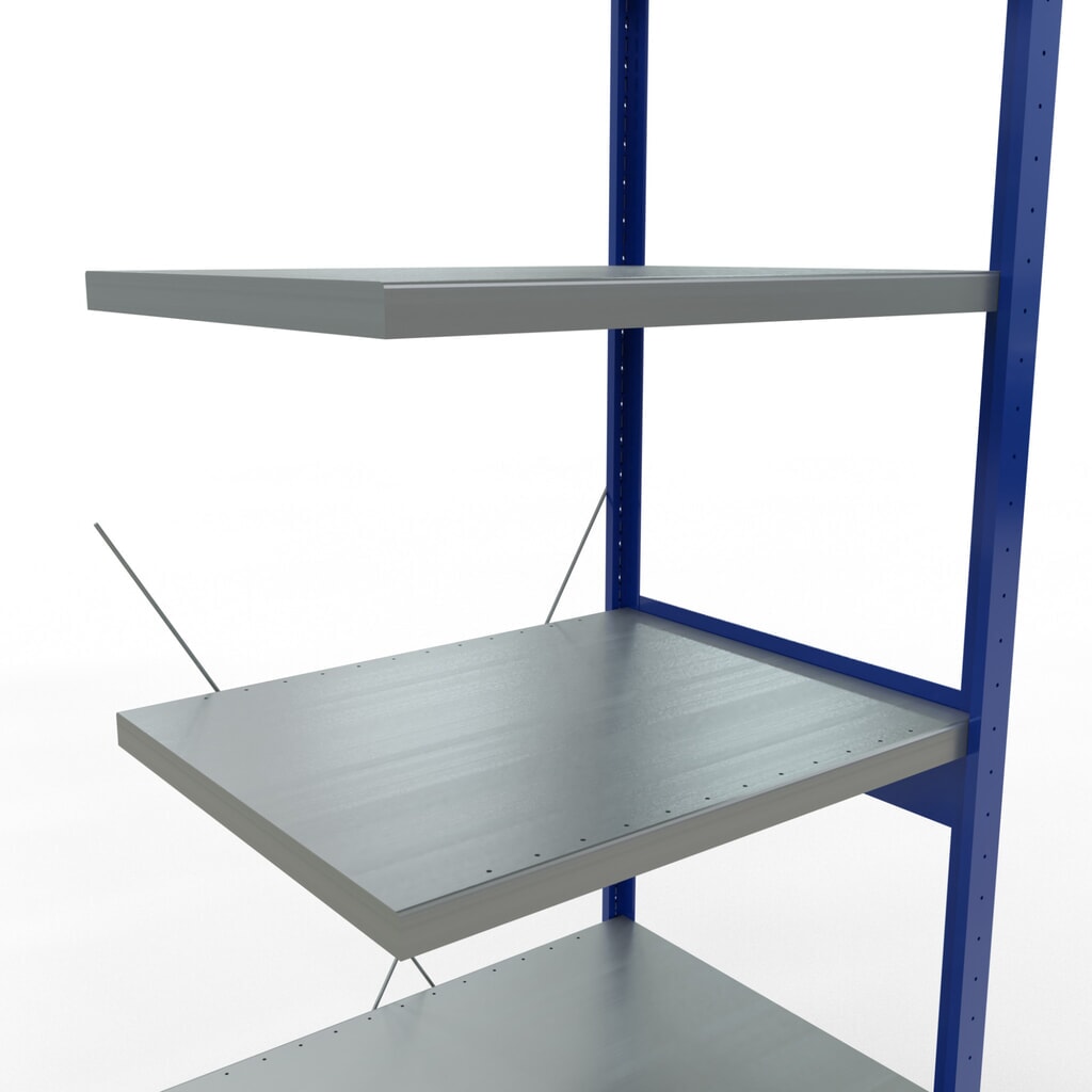 Číslo obrázku produktu 5: Policový regál SCHULTE, přídavné pole, hořcová modř/pozinkovaný, nosnost police 250 kg, VxŠxH 2500 x 750 x 600 mm