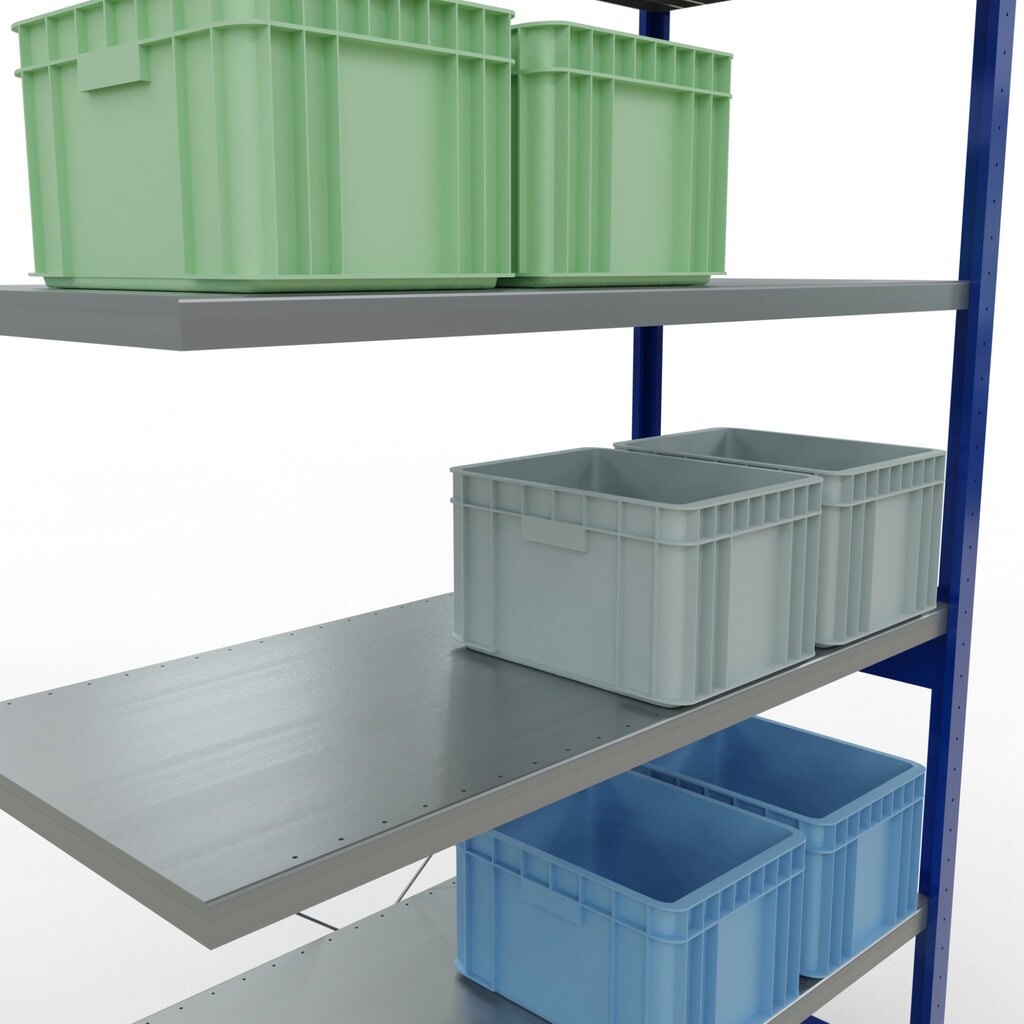Policový regál SCHULTE, přídavné pole, hořcová modř/pozinkovaný, nosnost police 250 kg, VxŠxH 2500 x 1300 x 600 mm Číslo obrázku produktu 4: Policový regál SCHULTE, přídavné pole, hořcová modř/pozinkovaný, nosnost police 250 kg, VxŠxH 2500 x 1300 x 600 mm