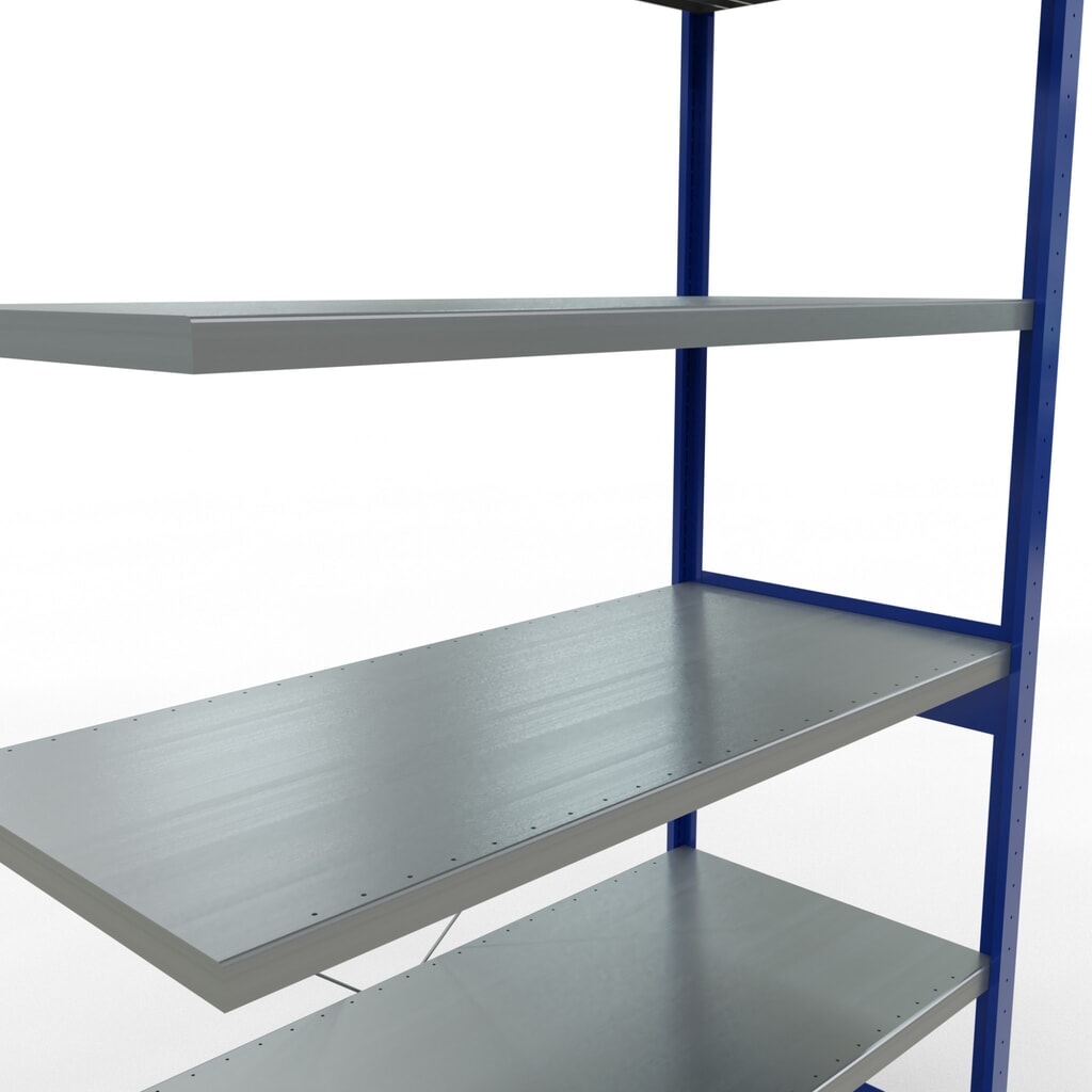 Číslo obrázku produktu 5: Policový regál SCHULTE, přídavné pole, hořcová modř/pozinkovaný, nosnost police 250 kg, VxŠxH 2500 x 1300 x 600 mm
