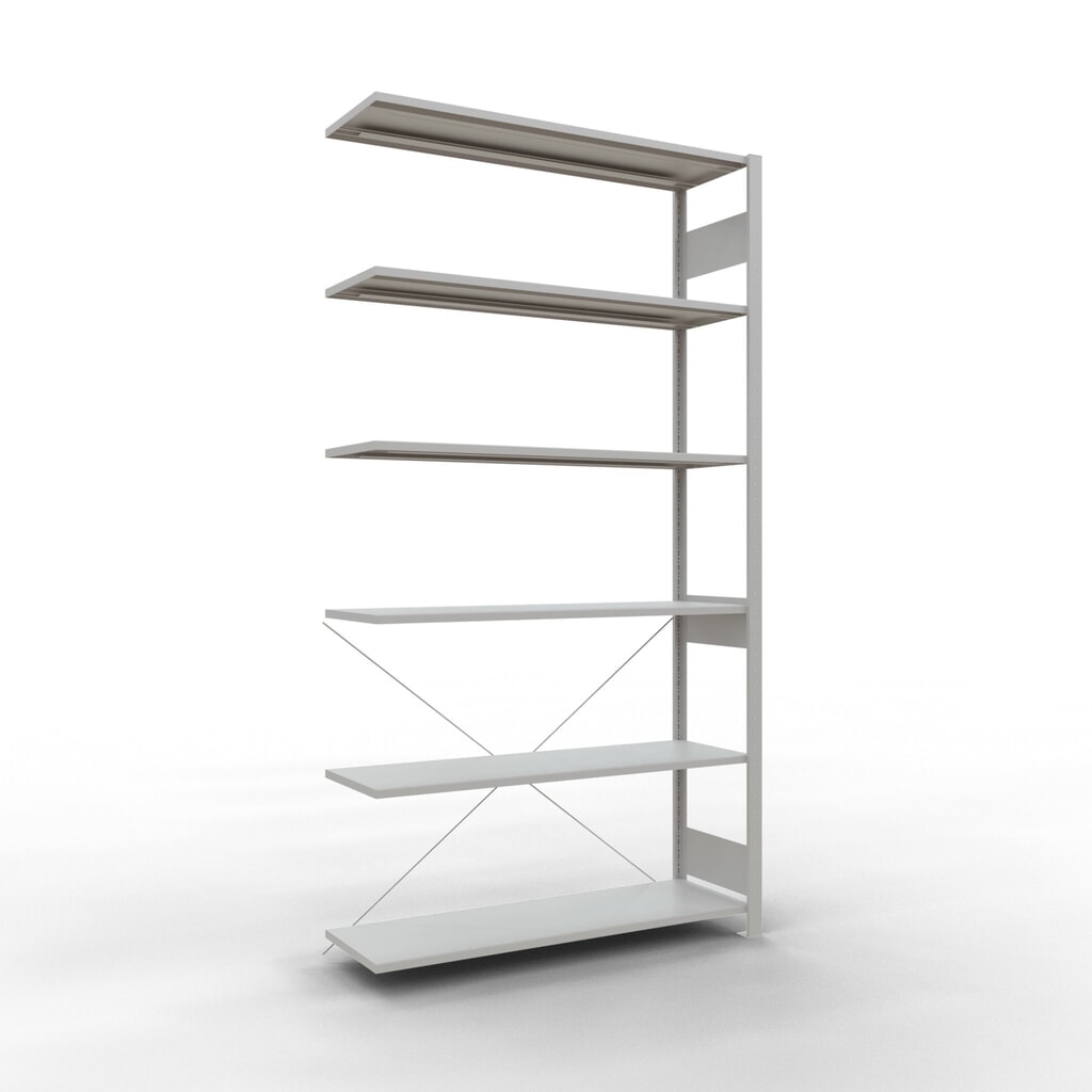 Obrázek produktu: Policový regál SCHULTE, přídavné pole, nosnost police 150 kg, světlá šedá, VxŠxH 2500 x 1300 x 400 mm