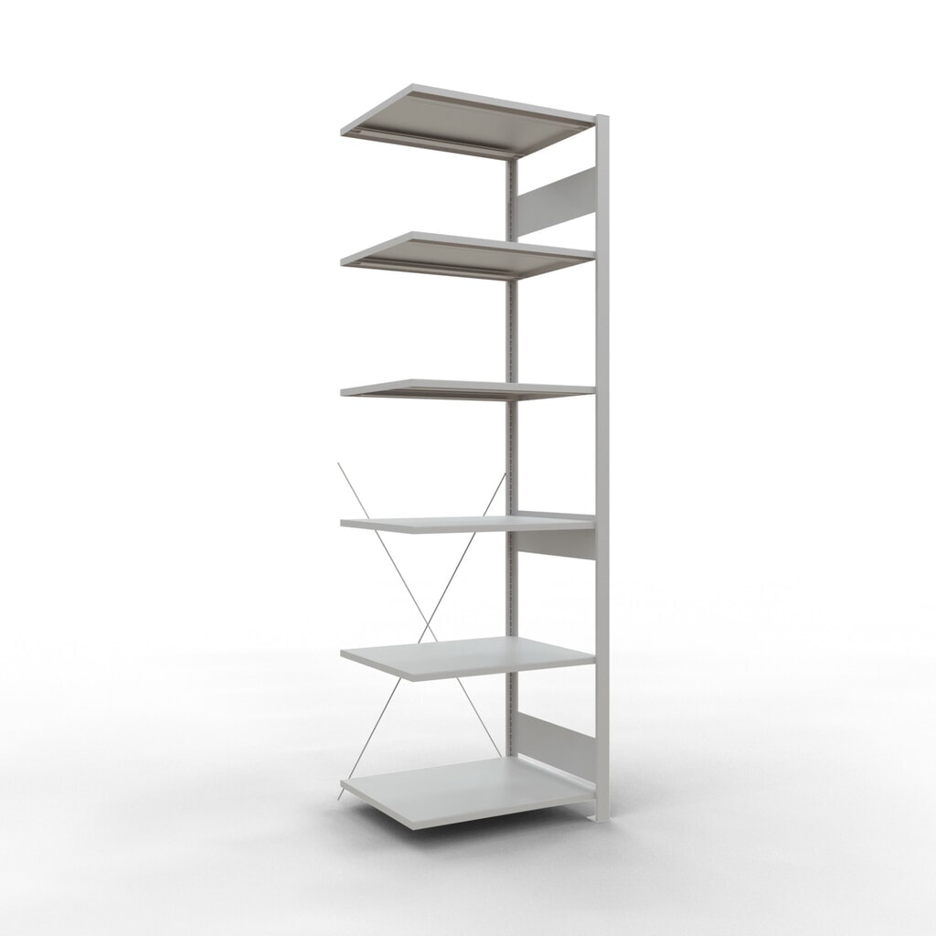 Obrázek produktu: Policový regál SCHULTE, přídavné pole, nosnost police 150 kg, světle šedá, VxŠxH 2500 x 750 x 600 mm