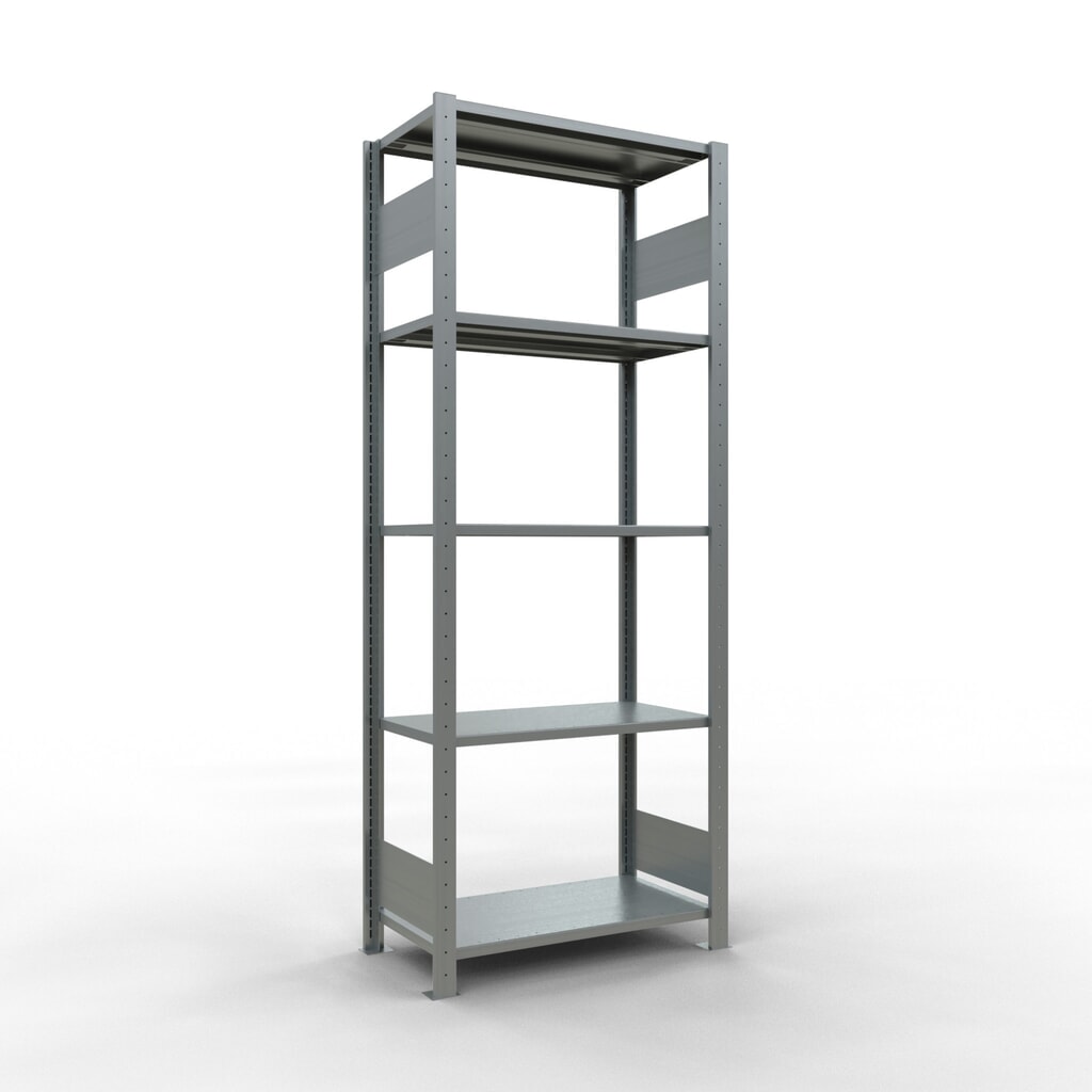Obrázek produktu: Policový regál SCHULTE, pozink, 5 polic z ocelového plechu, nosnost police 150 kg, VxŠxH 2000 x 810 x 436 mm