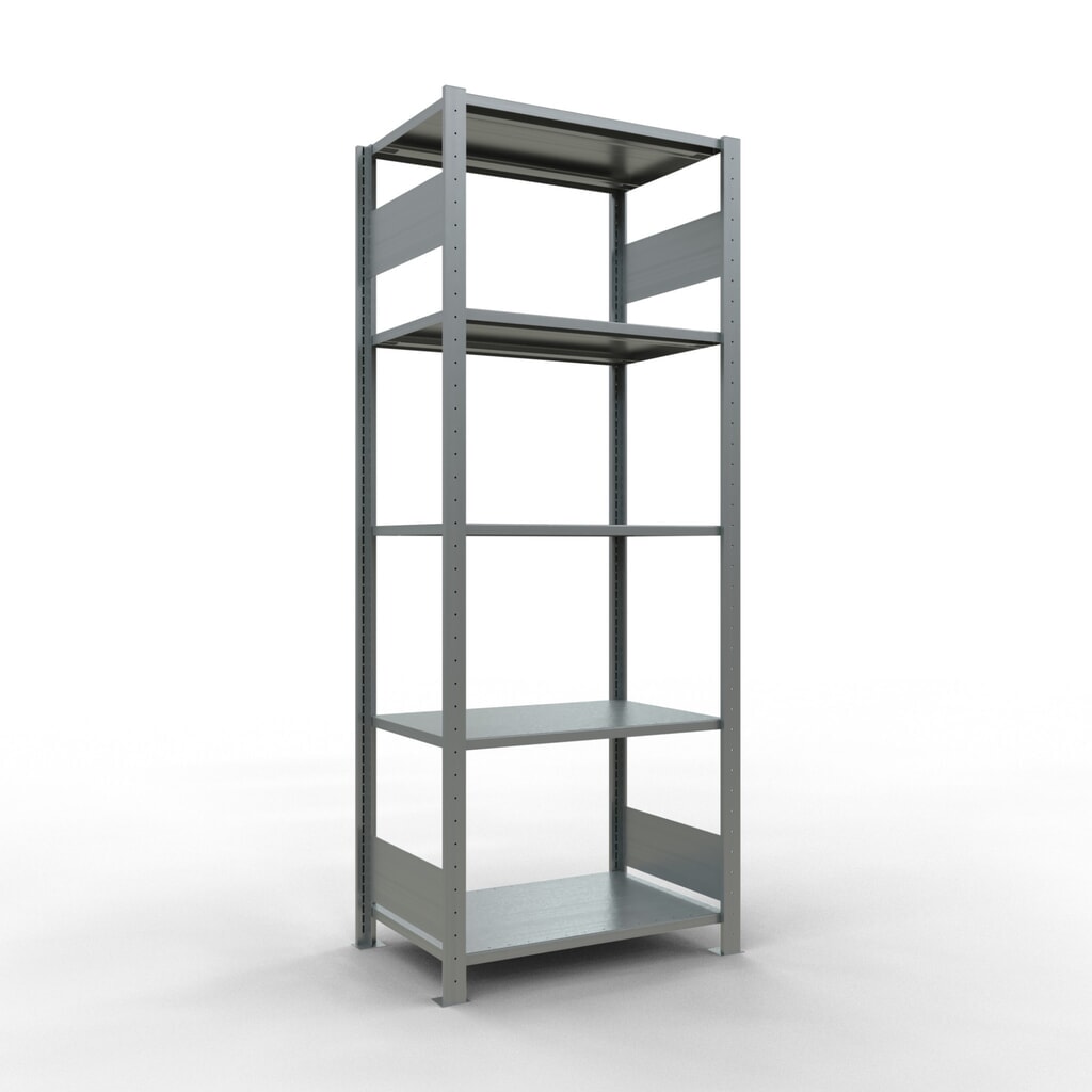 Obrázek produktu: Policový regál SCHULTE, pozink, 5 polic z ocelového plechu, nosnost police 150 kg, VxŠxH 2000 x 810 x 536 mm
