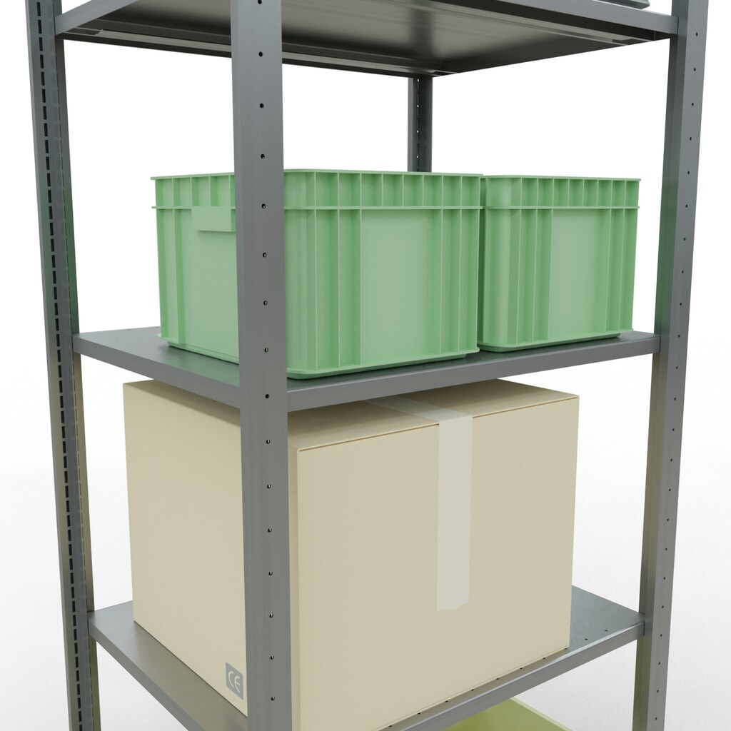 Policový regál SCHULTE, pozink, 5 polic z ocelového plechu, nosnost police 150 kg, VxŠxH 2000 x 810 x 636 mm Číslo obrázku produktu 3: Policový regál SCHULTE, pozink, 5 polic z ocelového plechu, nosnost police 150 kg, VxŠxH 2000 x 810 x 636 mm