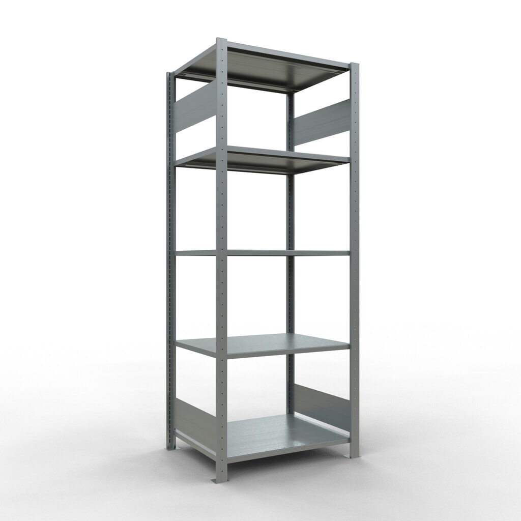 Obrázek produktu: Policový regál SCHULTE, pozink, 5 polic z ocelového plechu, nosnost police 150 kg, VxŠxH 2000 x 810 x 636 mm