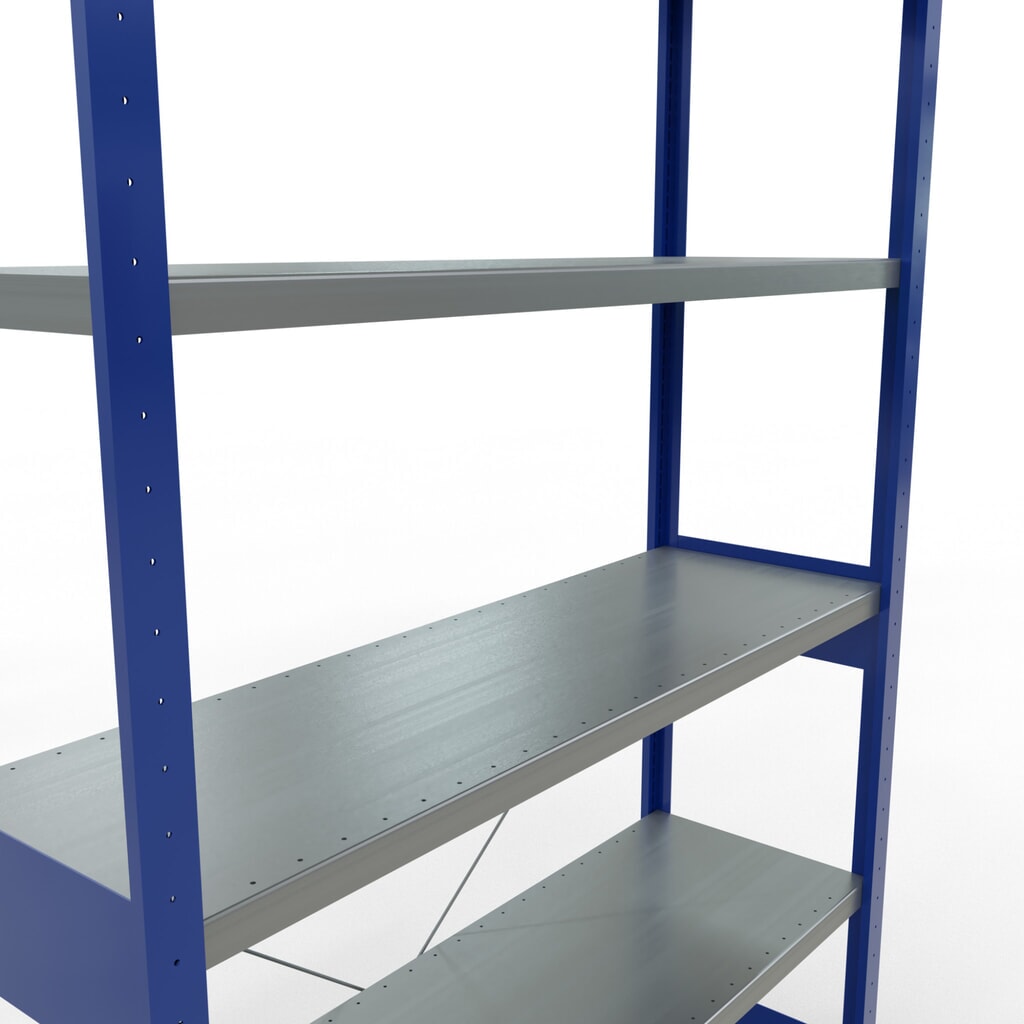 Policový regál SCHULTE, hořcová modř / pozink, nosnost police 250 kg, VxŠxH 2500 x 1360 x 436 mm Číslo obrázku produktu 5: Policový regál SCHULTE, hořcová modř / pozink, nosnost police 250 kg, VxŠxH 2500 x 1360 x 436 mm